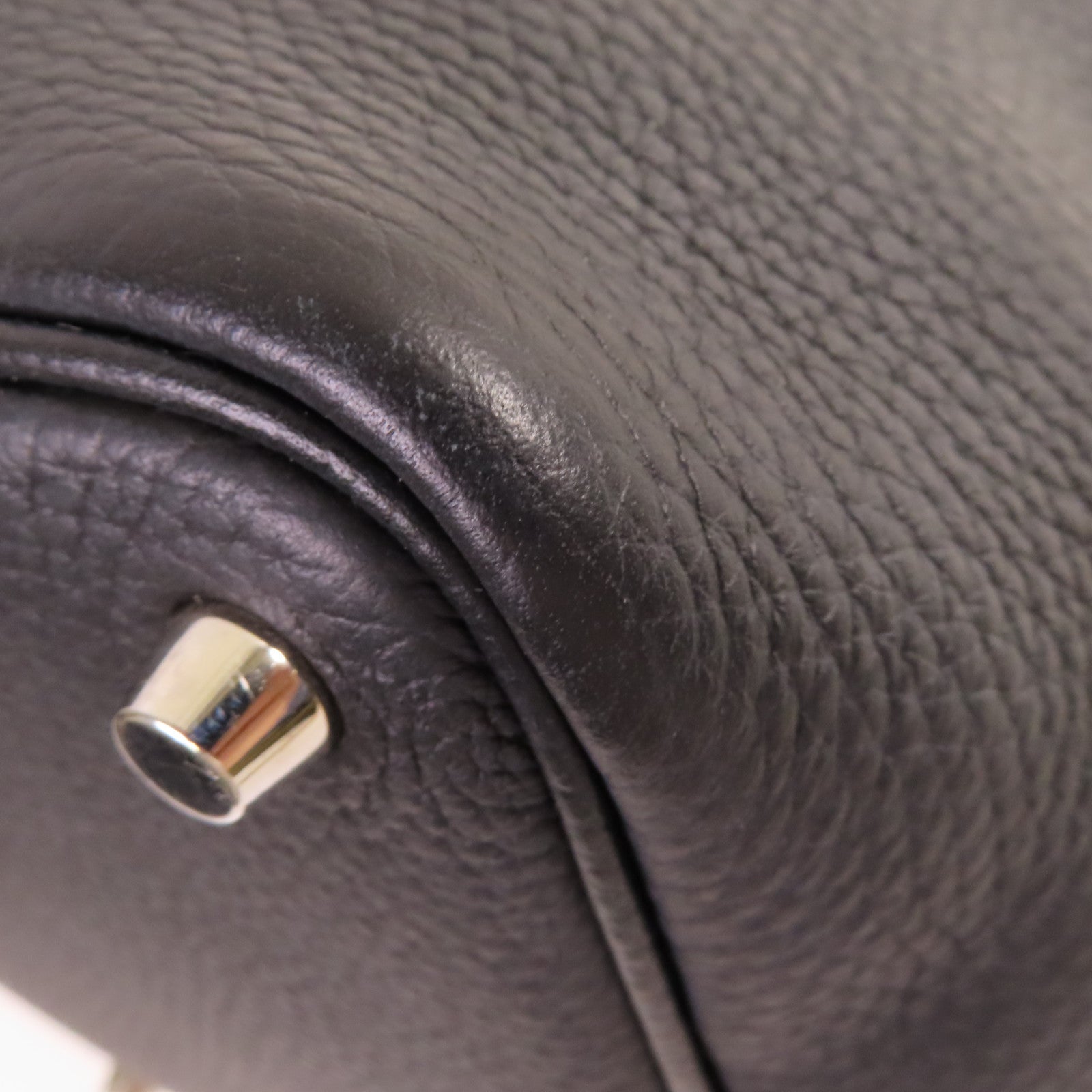 HERMES Clemence皮革Picotin PM Tote Bag銀扣手挽袋黑色