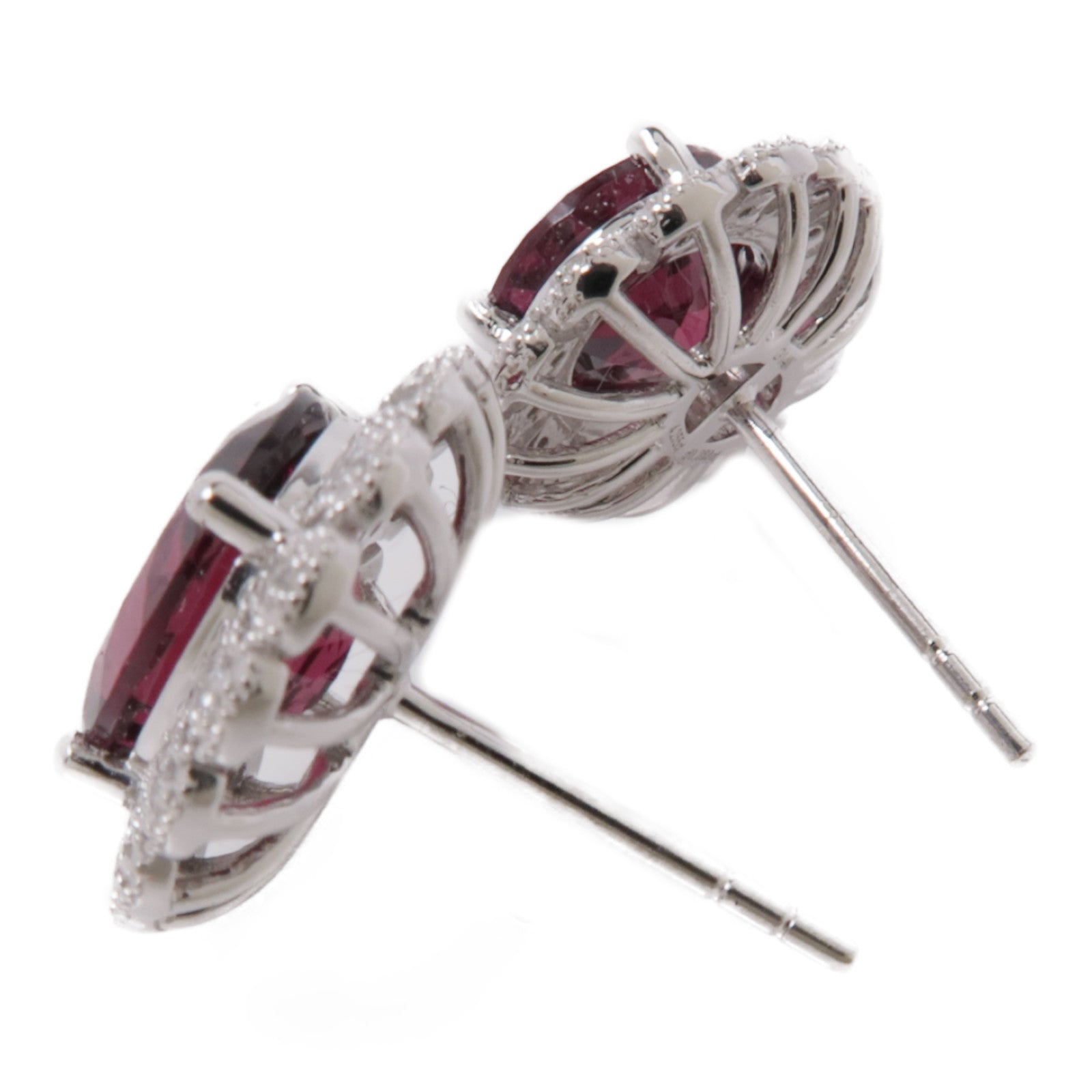 JEWELRY 18K白金Garnet Earrings紅寶石鑽石耳環