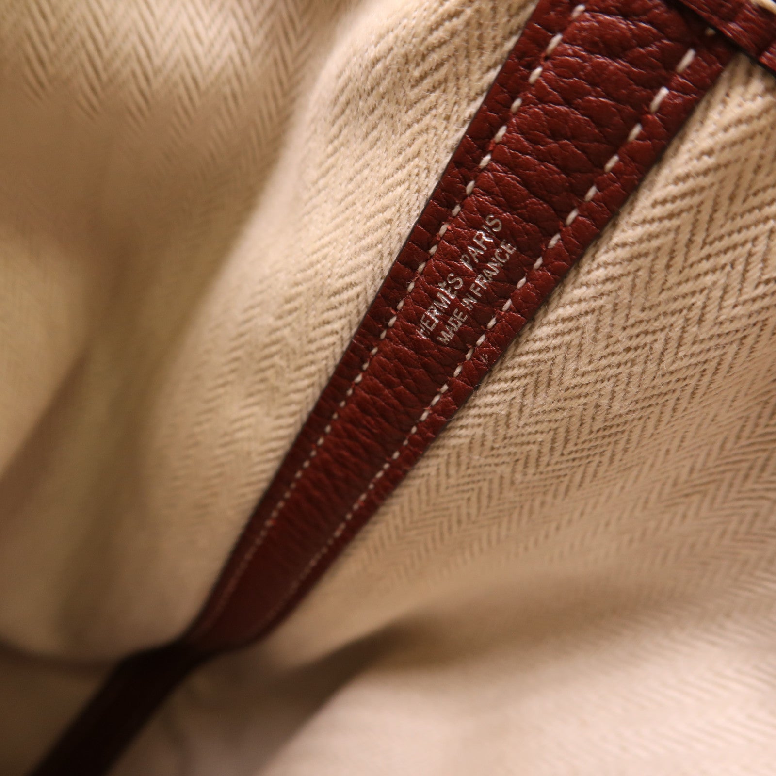 HERMES Negonda皮革Garden Party PM銀扣手挽袋Bordeaux