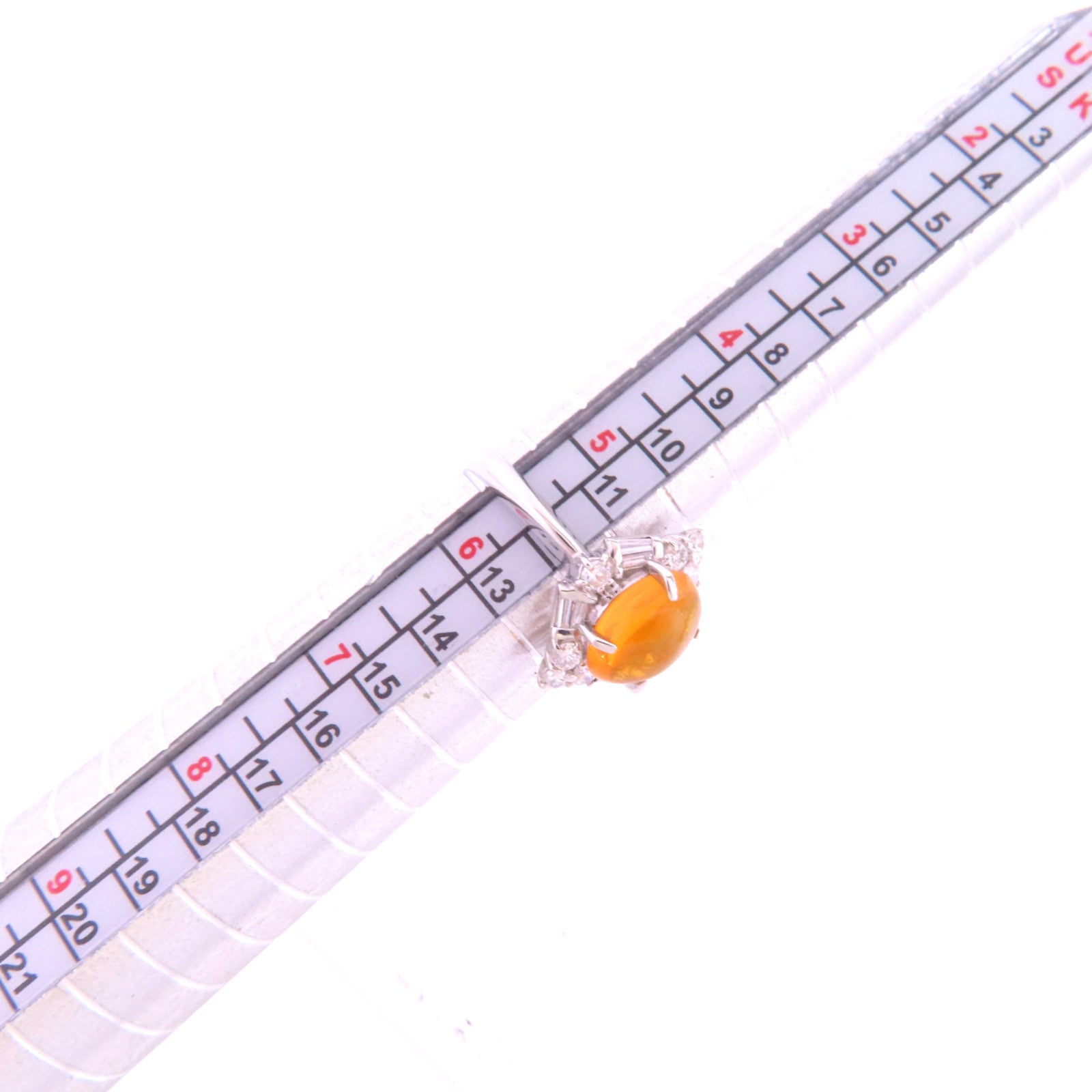 JEWELRY PT900鉑金/火蛋白石/鑽石Orange Opal Diamond Ring戒指US#5.5