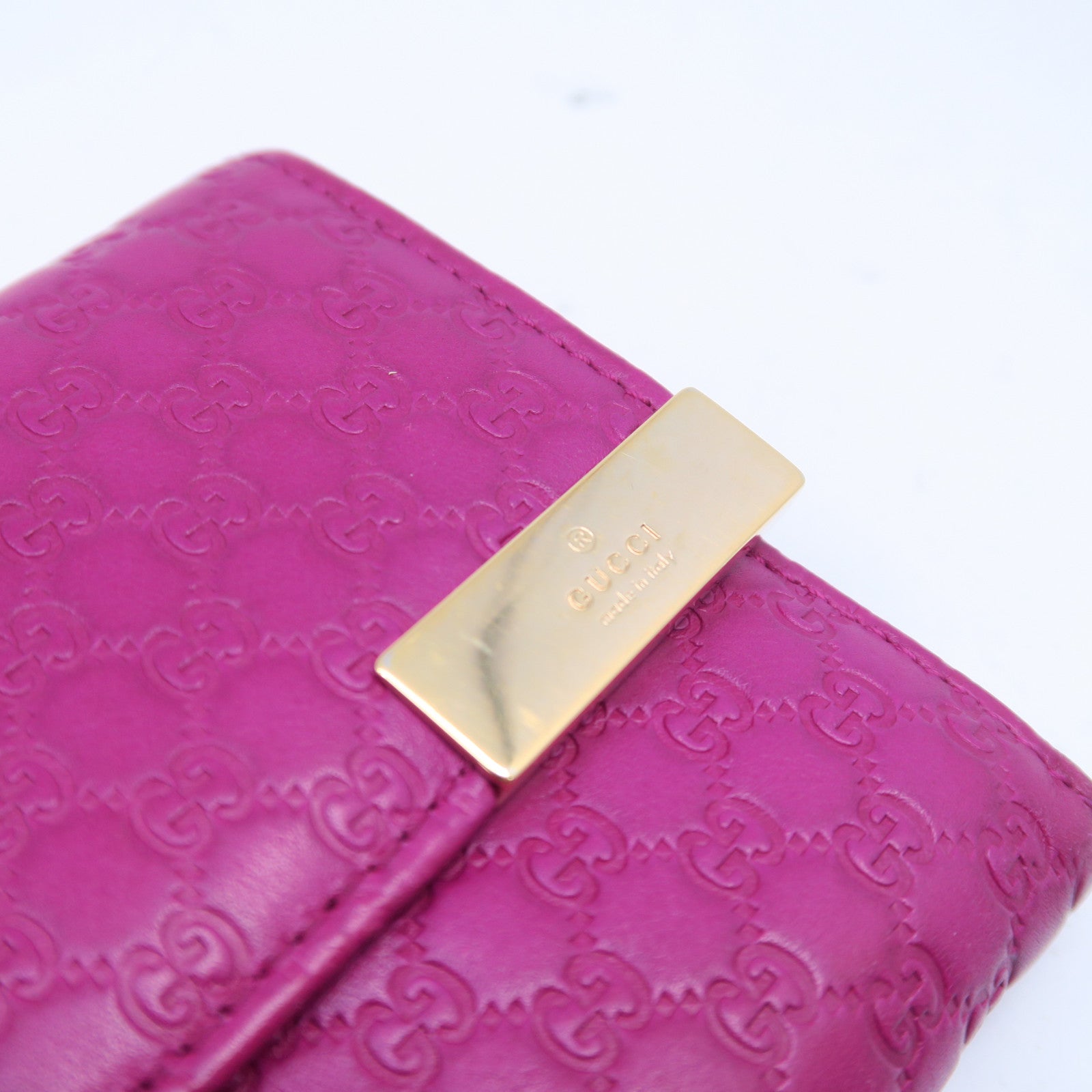 GUCCI 【激減優惠】牛皮皮革Long Wallet金扣長錢包粉紅色