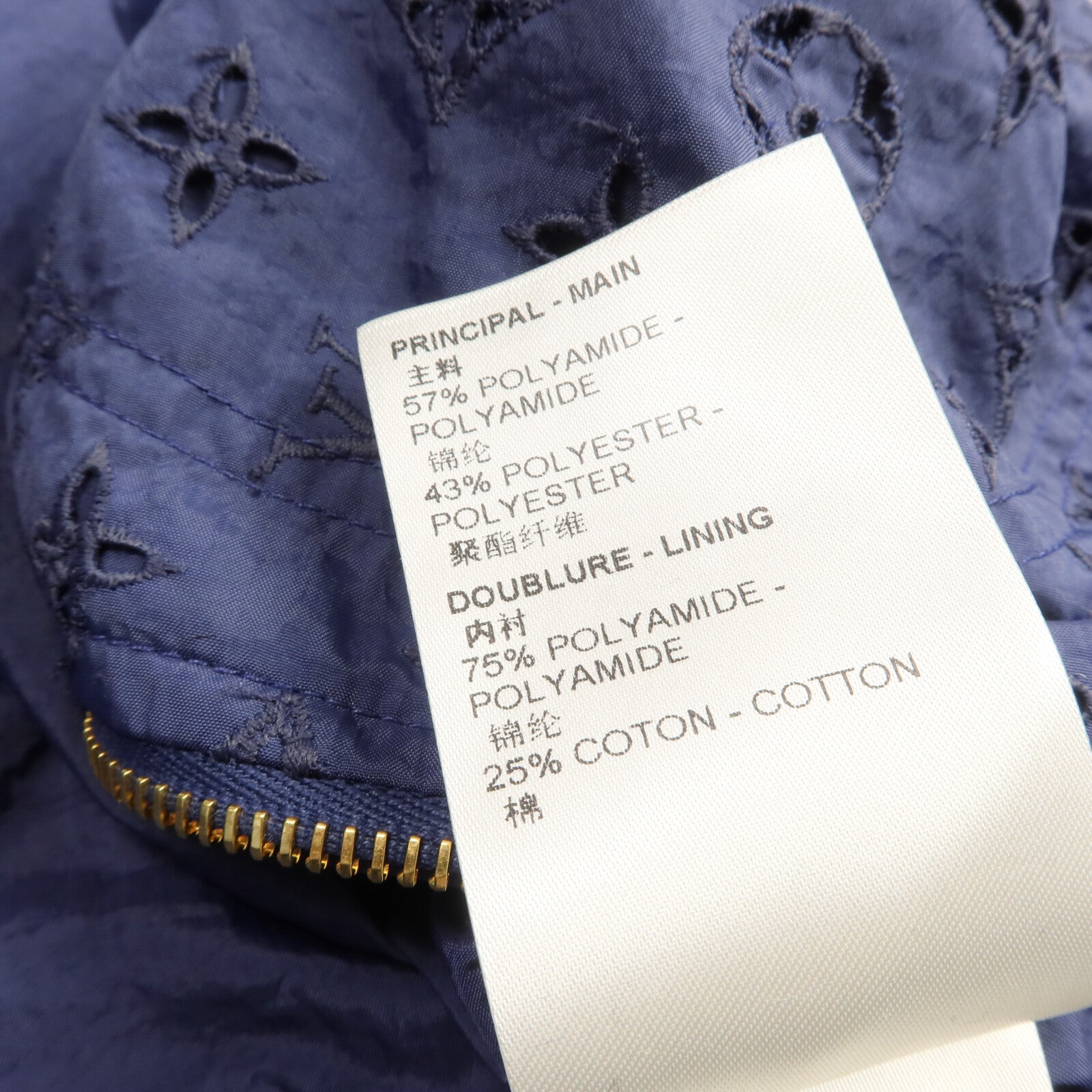 LOUIS VUITTON Nylon/Wool/Polyamide Broderie Anglaise Monograms Blouson外套