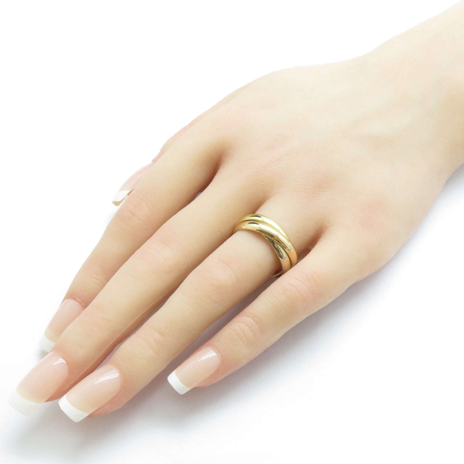 CARTIER 18K黃金/白金/玫瑰金Trinity戒指US#7.5/Cartier#56