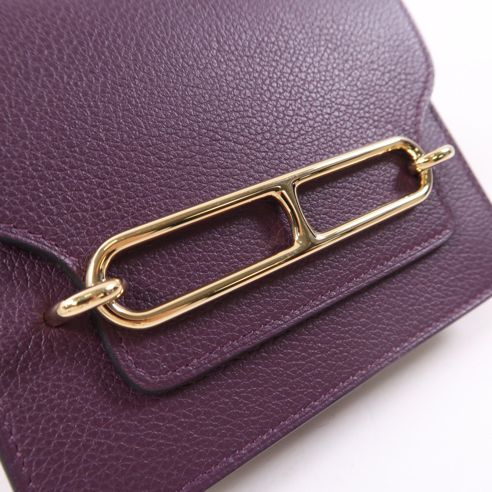 HERMES Evercolor皮革Rouis Slim銀扣錢包紫色