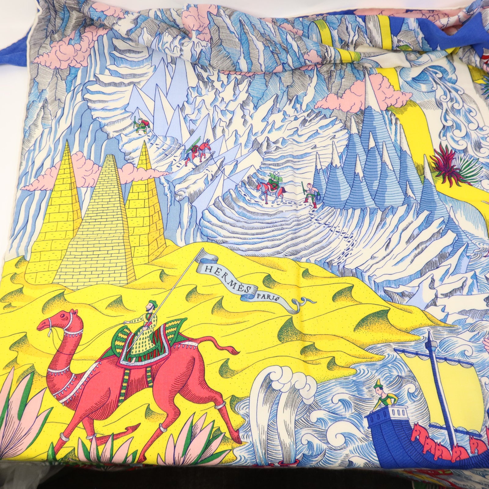 HERMES 羊絨/絲質Scarf 140X140絲巾