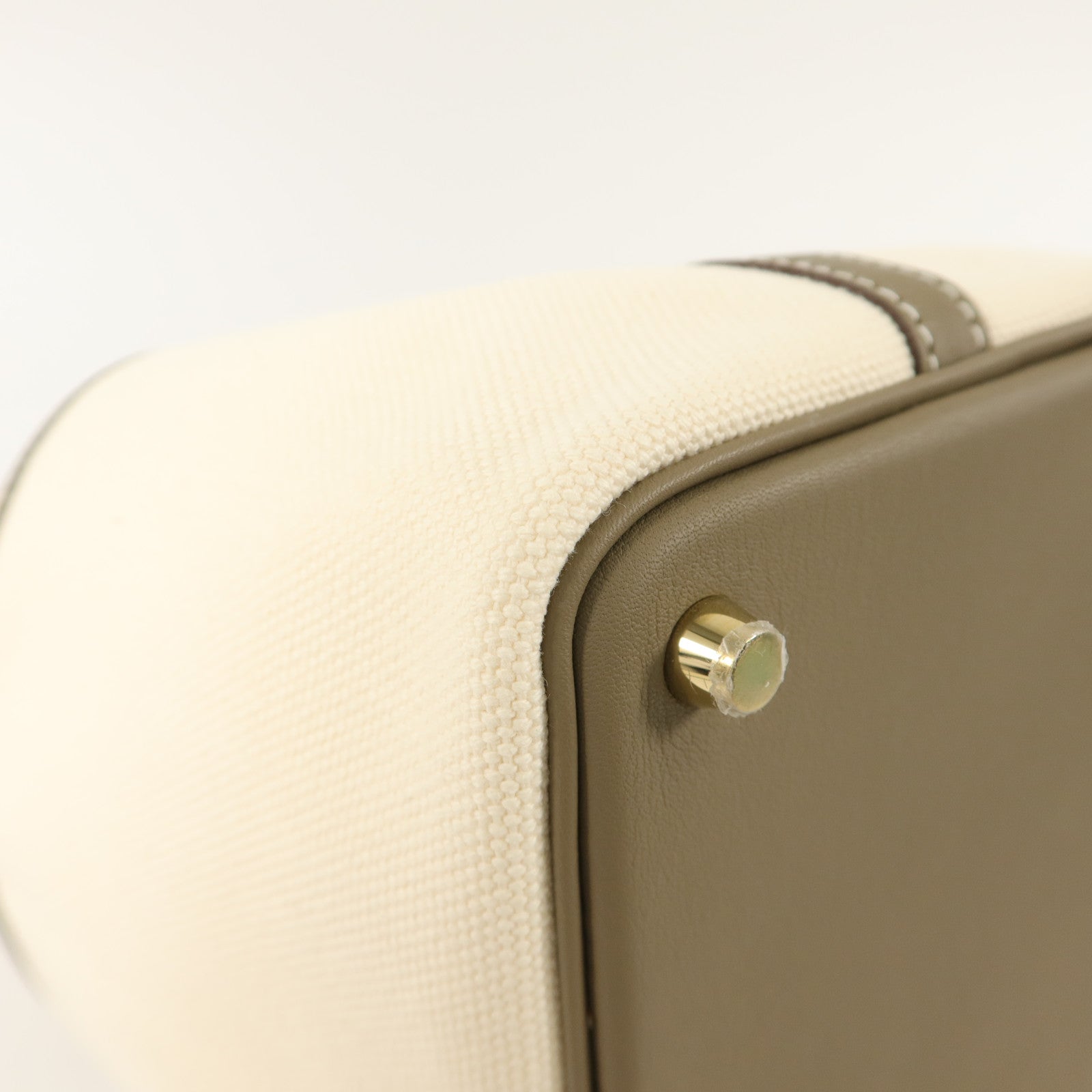 HERMES Toile帆布/Swift皮革Picotin Cargo PM手挽袋Etoupe