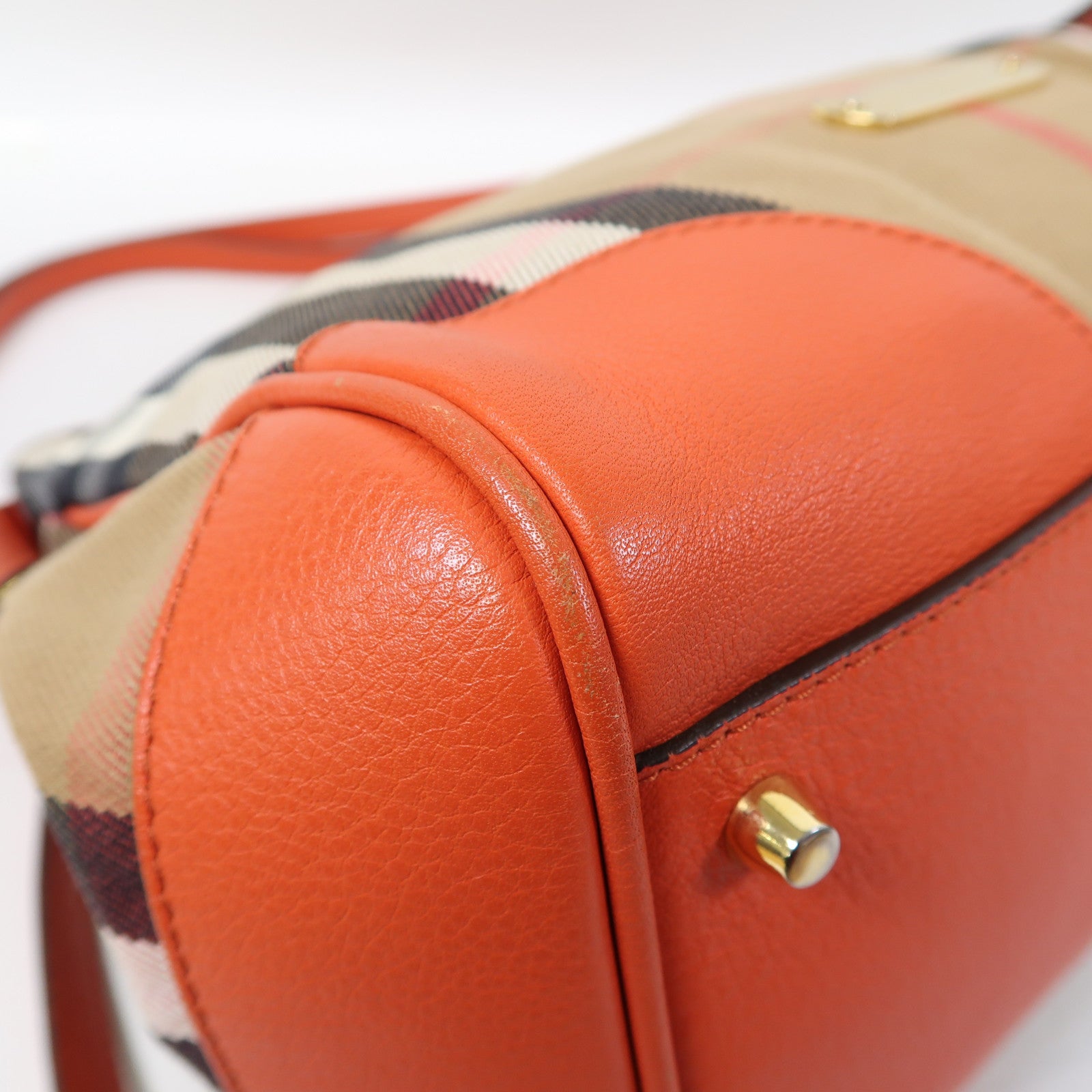 BURBERRY 帆布Shoulder Bag金扣肩背袋橙色/啡色