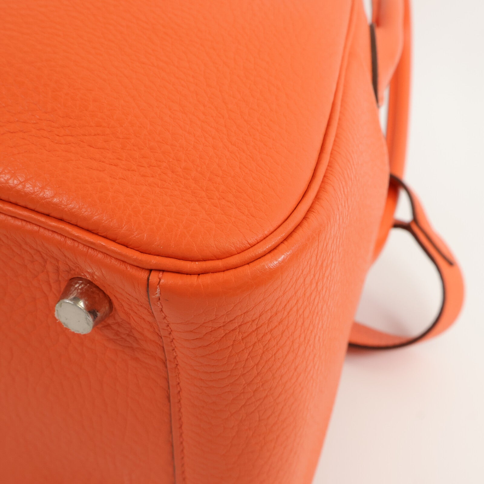 HERMES Clemence皮革Lindy 26手挽肩背兩用袋Orange Poppy/Bordeau