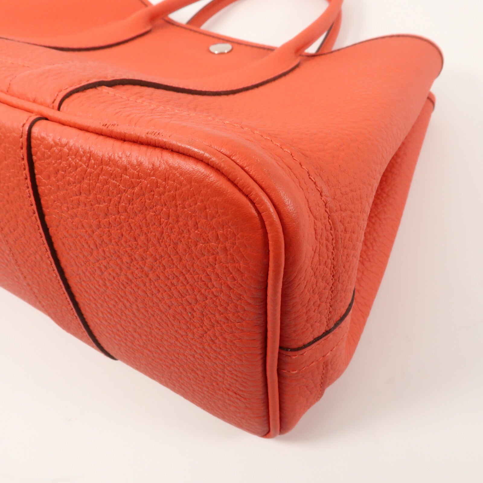 HERMES Country皮革Garden Party TPM銀扣手挽袋Rouge Casaque