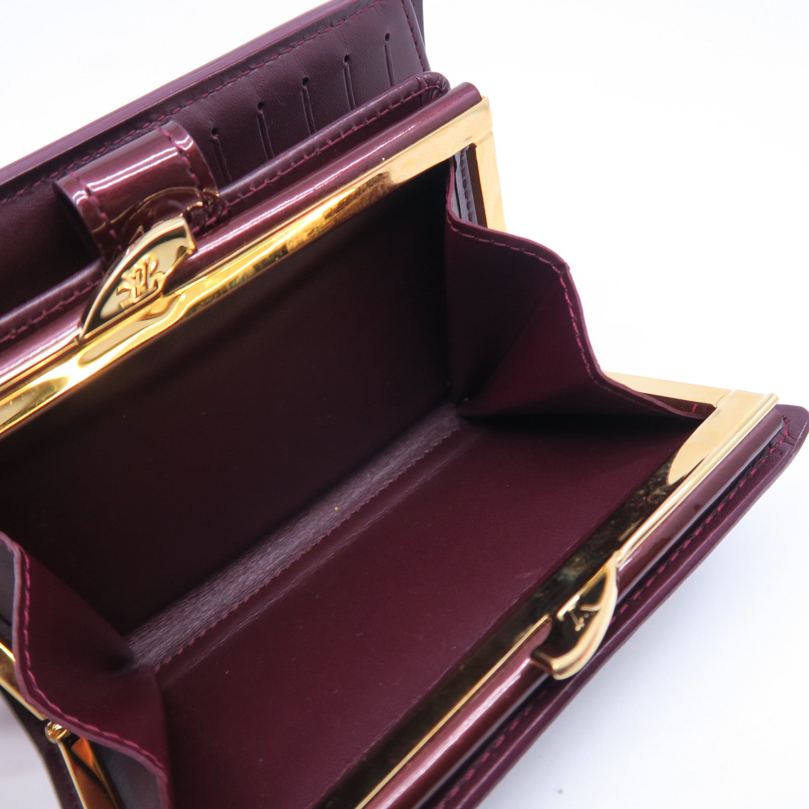 LOUIS VUITTON 【激減優惠】Monogram Vernis Portefeuille Viennois金扣錢包酒紅色