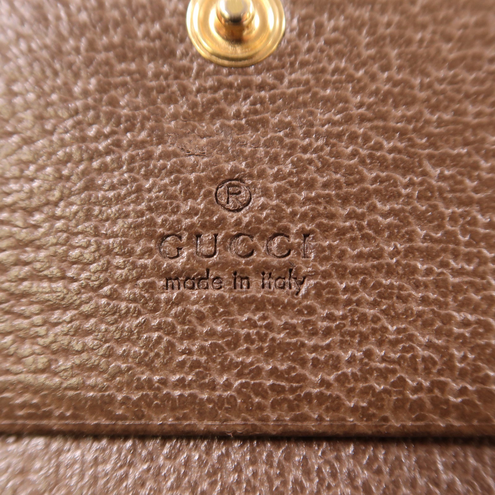 GUCCI 塗層帆布/皮革Ophidia Card Case金扣卡片套棕色