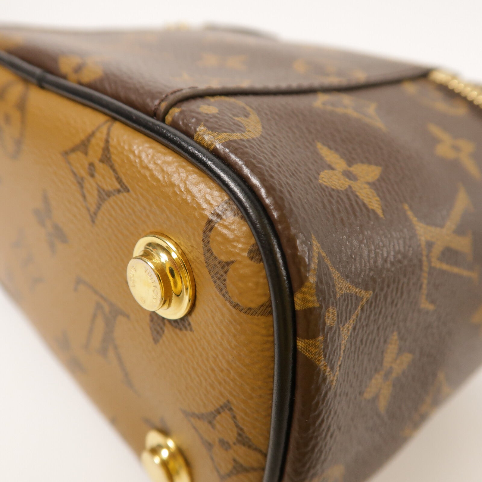 LOUIS VUITTON Monogram Reverse Vanity PM金扣手挽肩背兩用袋棕色
