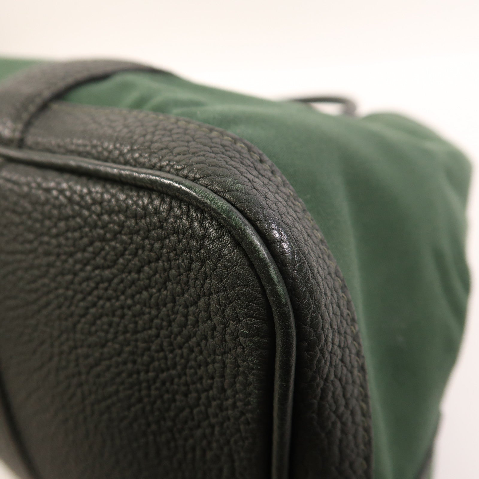 HERMES 帆布Garden Party PM銀扣手挽袋Vert Anglais