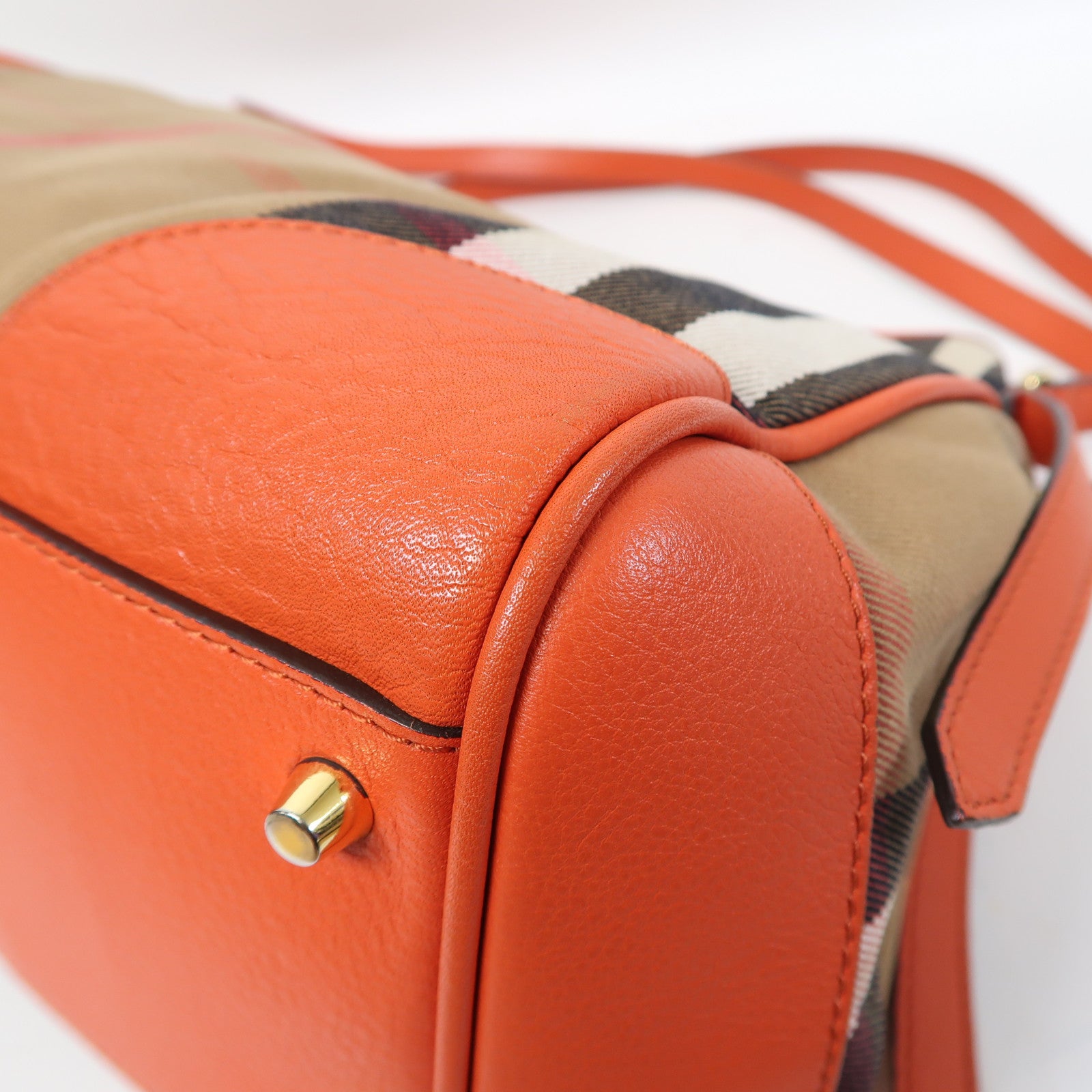 BURBERRY 帆布Shoulder Bag金扣肩背袋橙色/啡色