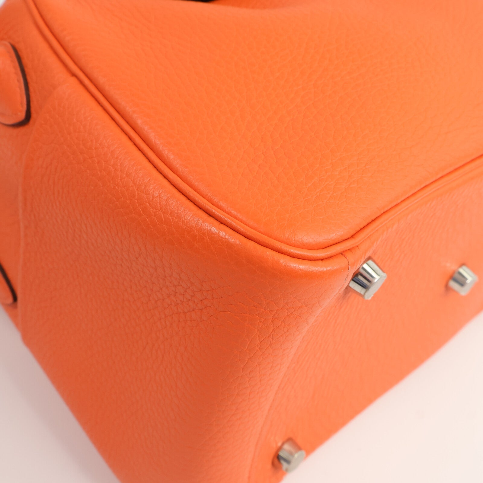 HERMES Clemence皮革Lindy 26手挽肩背兩用袋Orange Poppy/Bordeau