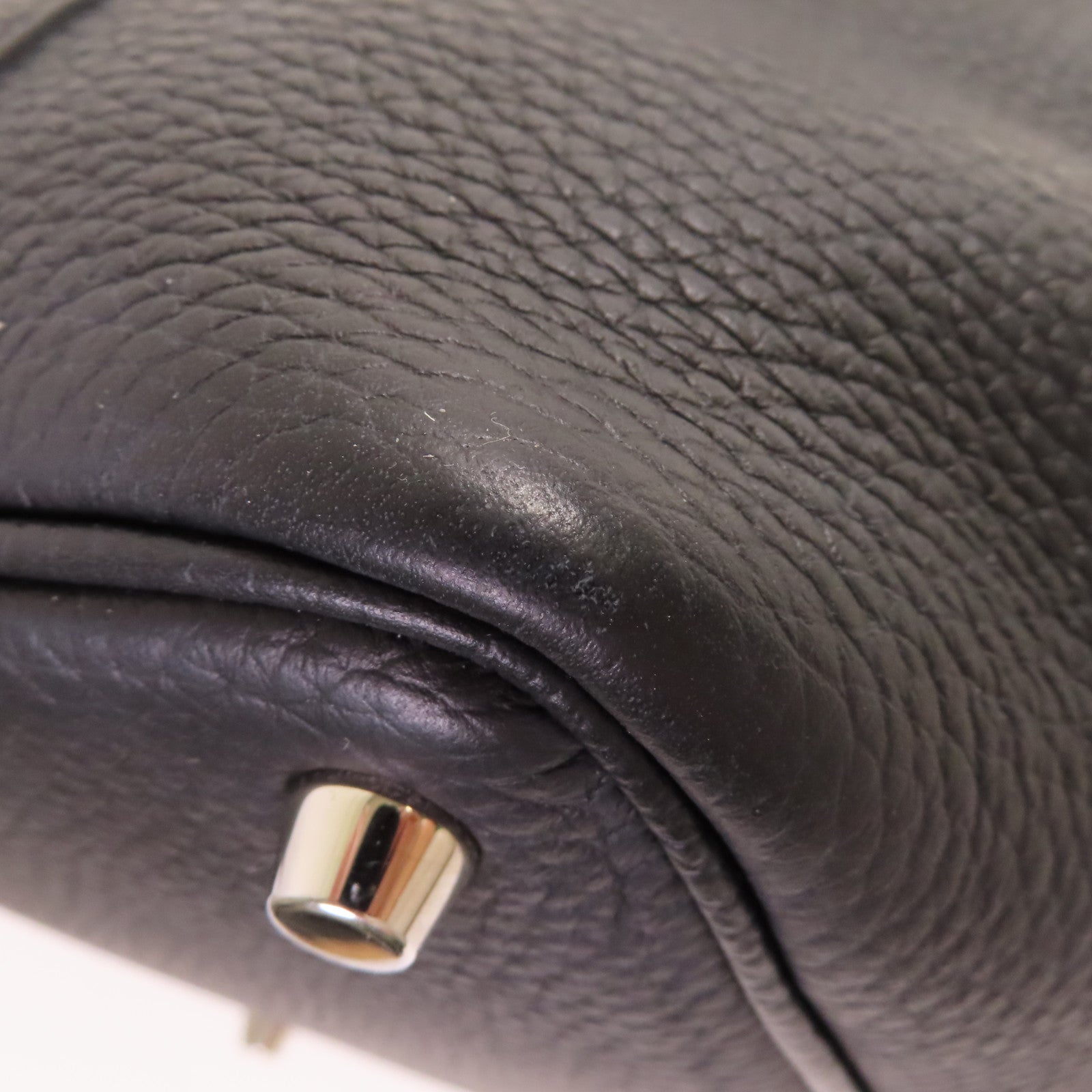 HERMES Clemence皮革Picotin PM Tote Bag銀扣手挽袋黑色