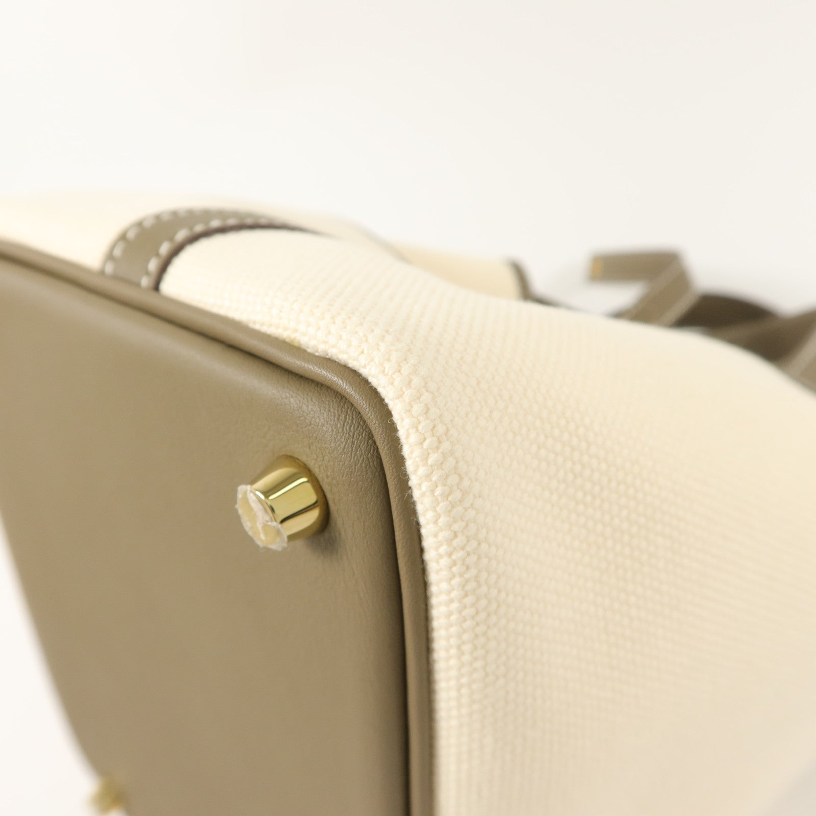 HERMES Toile帆布/Swift皮革Picotin Cargo PM手挽袋Etoupe