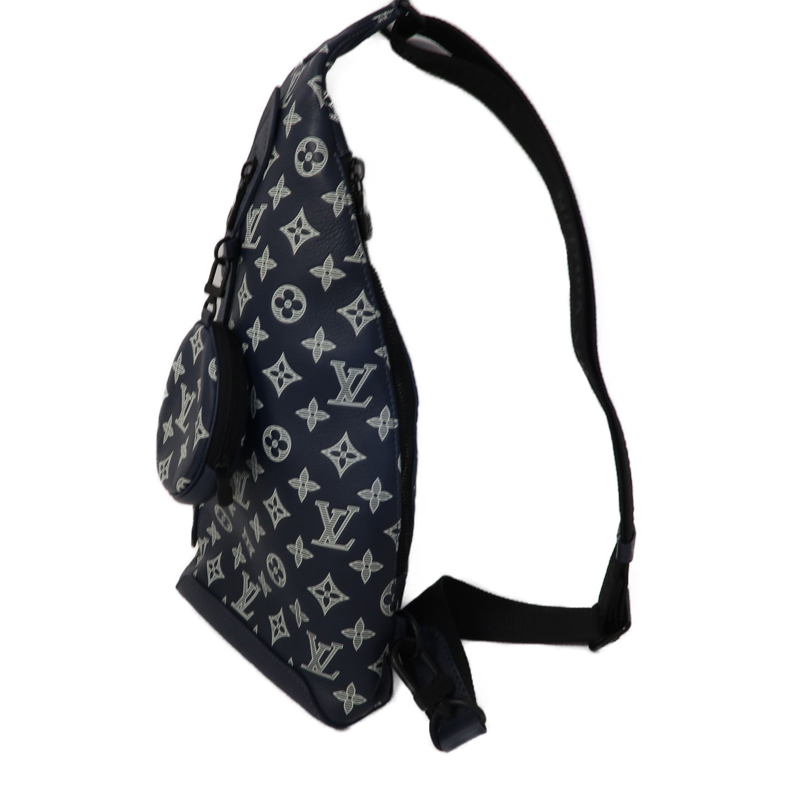LOUIS VUITTON Monogram Duo Slingbag肩背袋深藍色