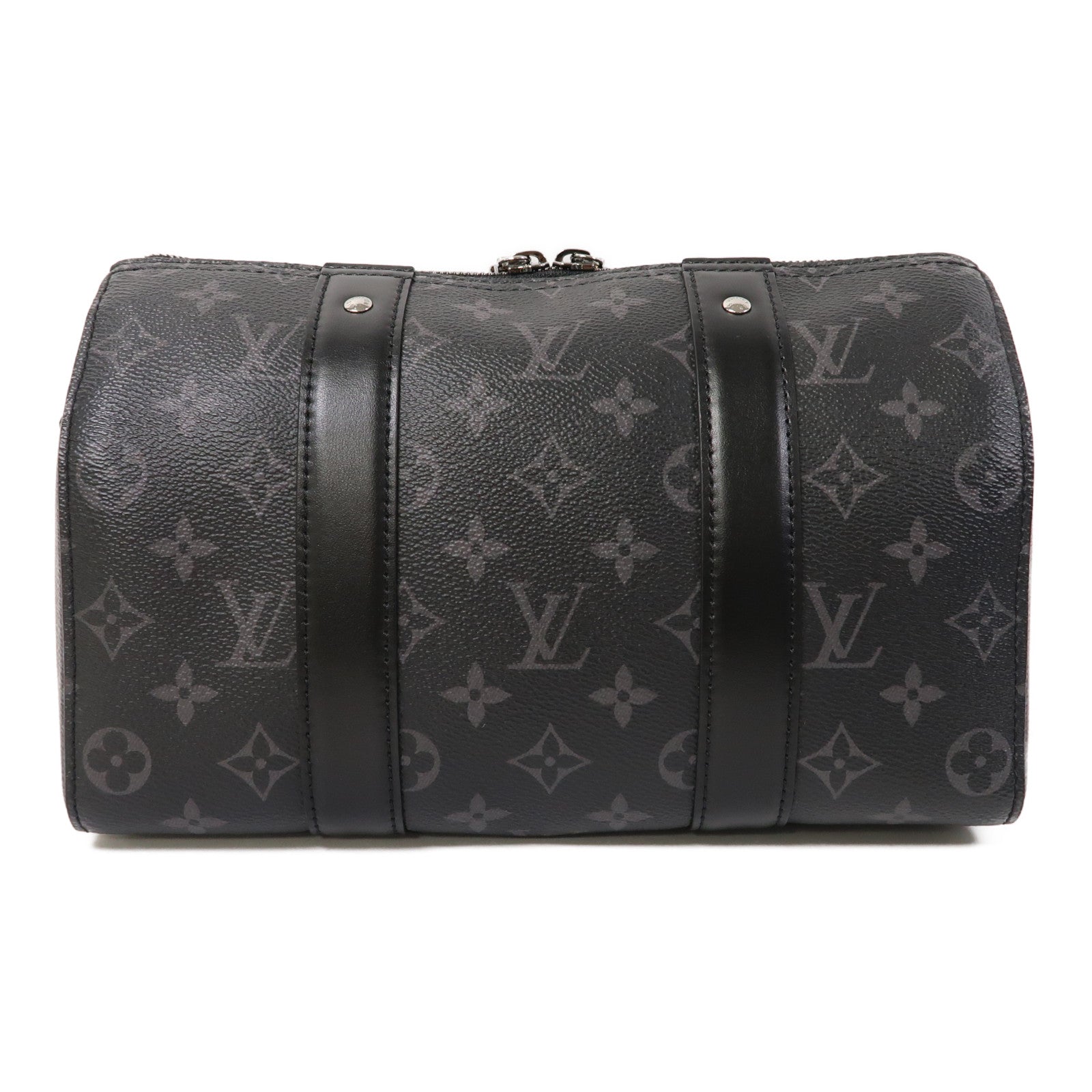 LOUIS VUITTON Monogram Eclipse City keepall肩背袋黑色/灰色