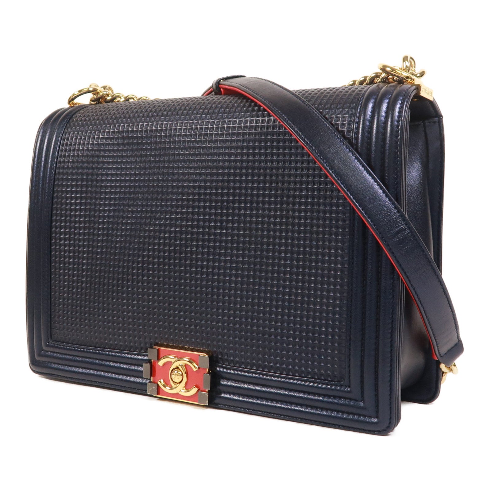 CHANEL 牛皮皮革Boy 30鏈帶肩背袋