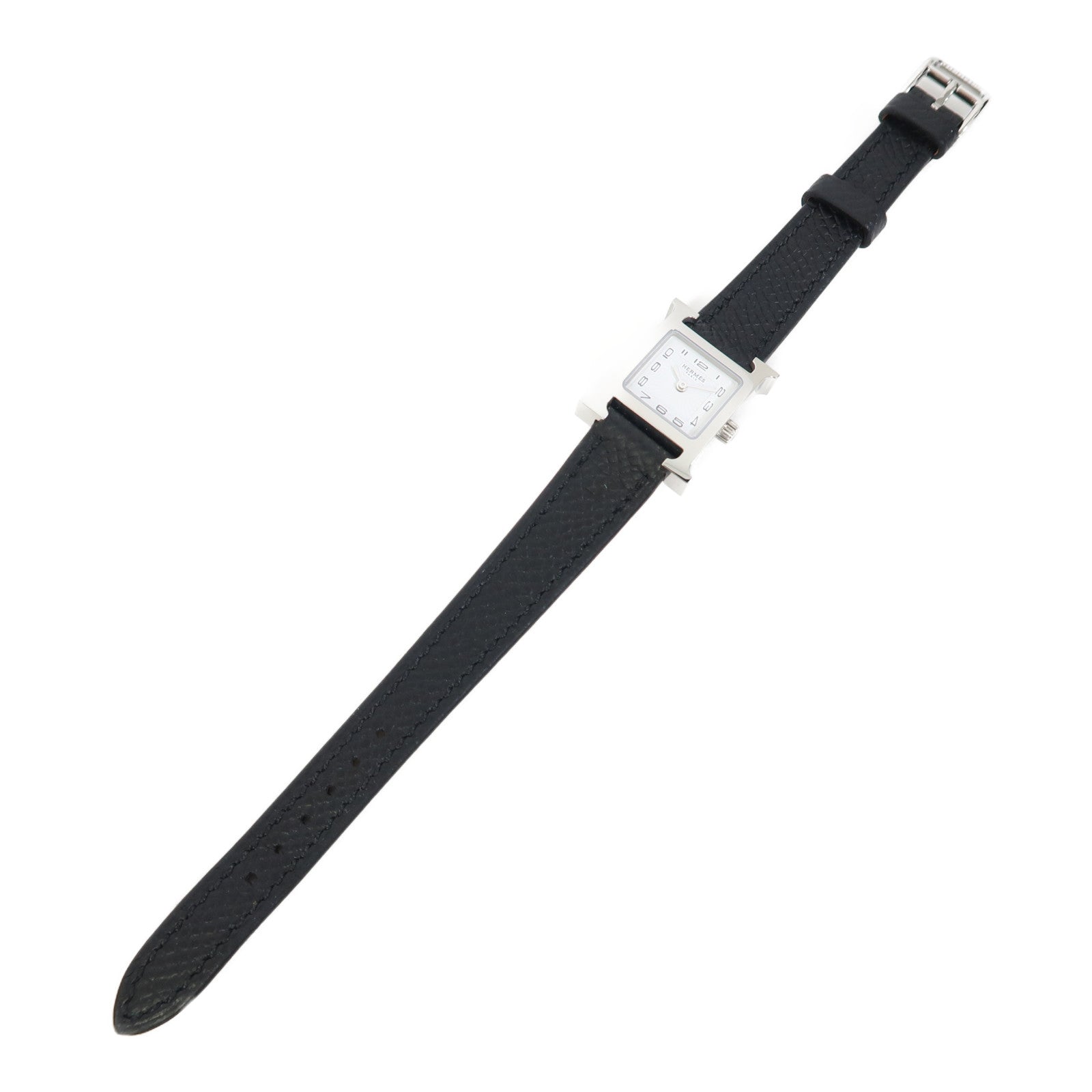 HERMES Heure H XS不鏽鋼/皮革帶手錶石英機芯黑色