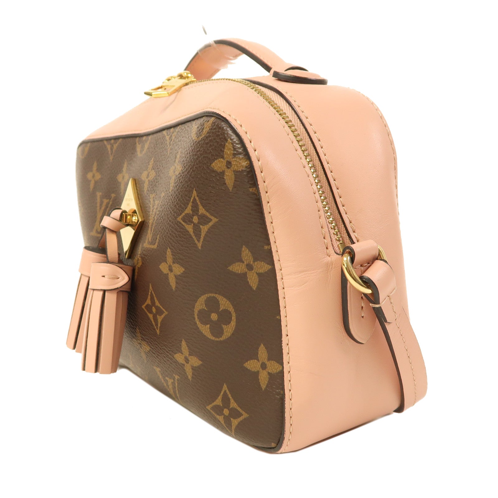 LOUIS VUITTON 【激減優惠】Monogram Saintonge金扣手挽肩背兩用袋粉紅色/啡色