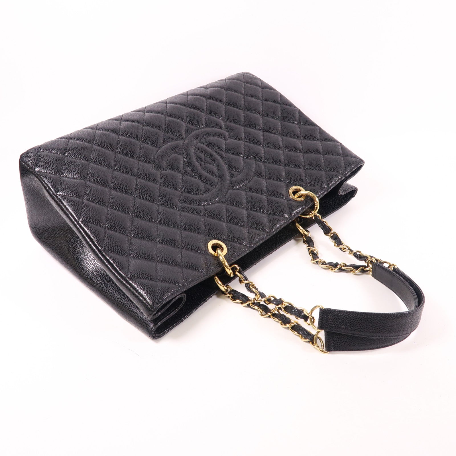 CHANEL 牛皮皮革GST Grand Shopping Tote Bag XL金扣鏈帶肩背袋/手挽袋