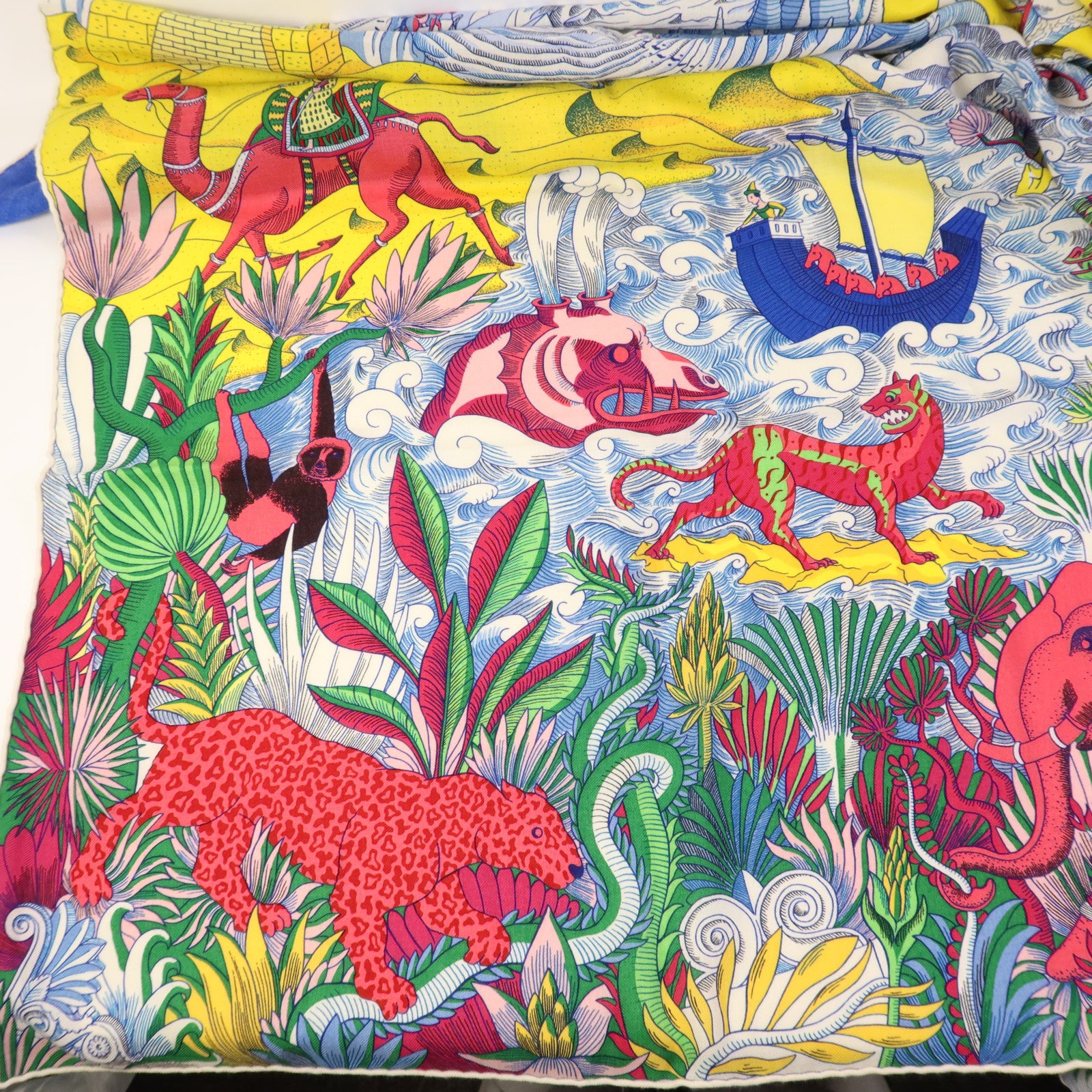 HERMES 羊絨/絲質Scarf 140X140絲巾