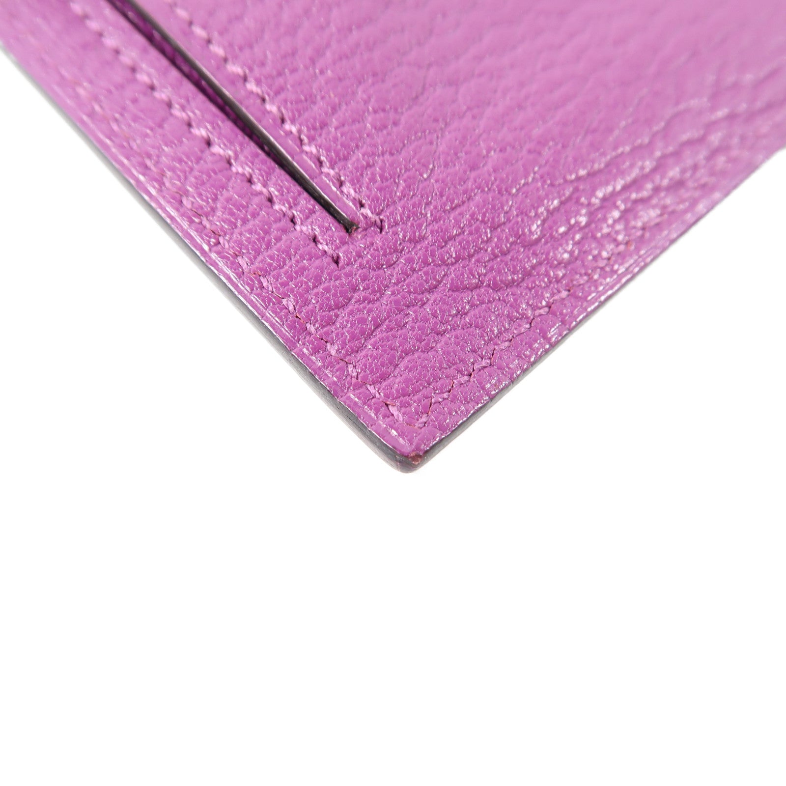 HERMES 【激減優惠】Chevre皮革Kelly Pocket金扣錢包L3 Rose Purple桃紫色