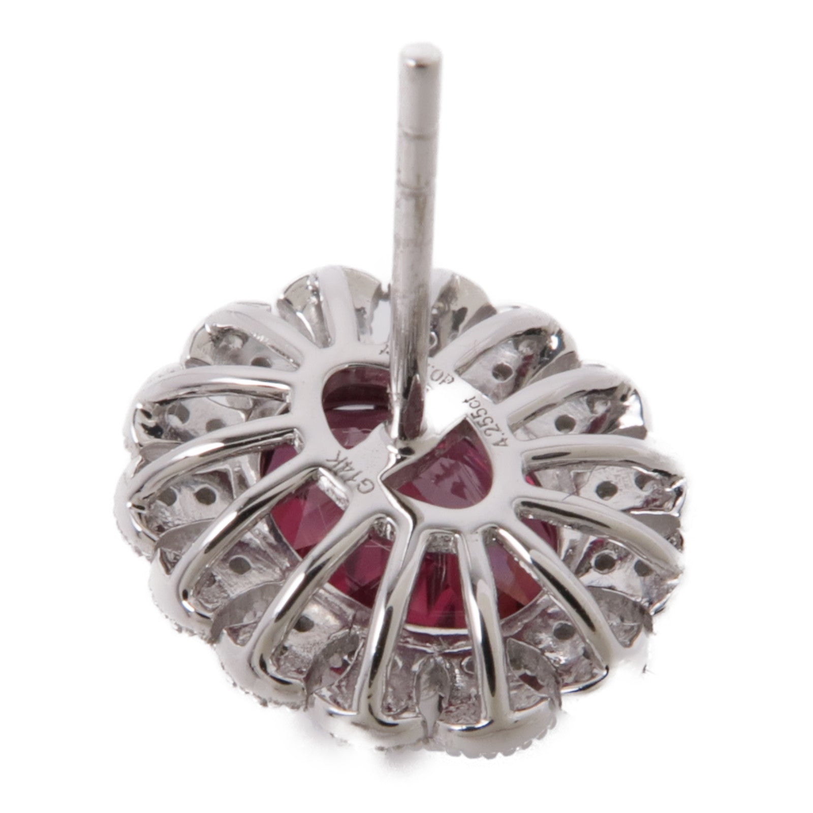 JEWELRY 18K白金Garnet Earrings紅寶石鑽石耳環