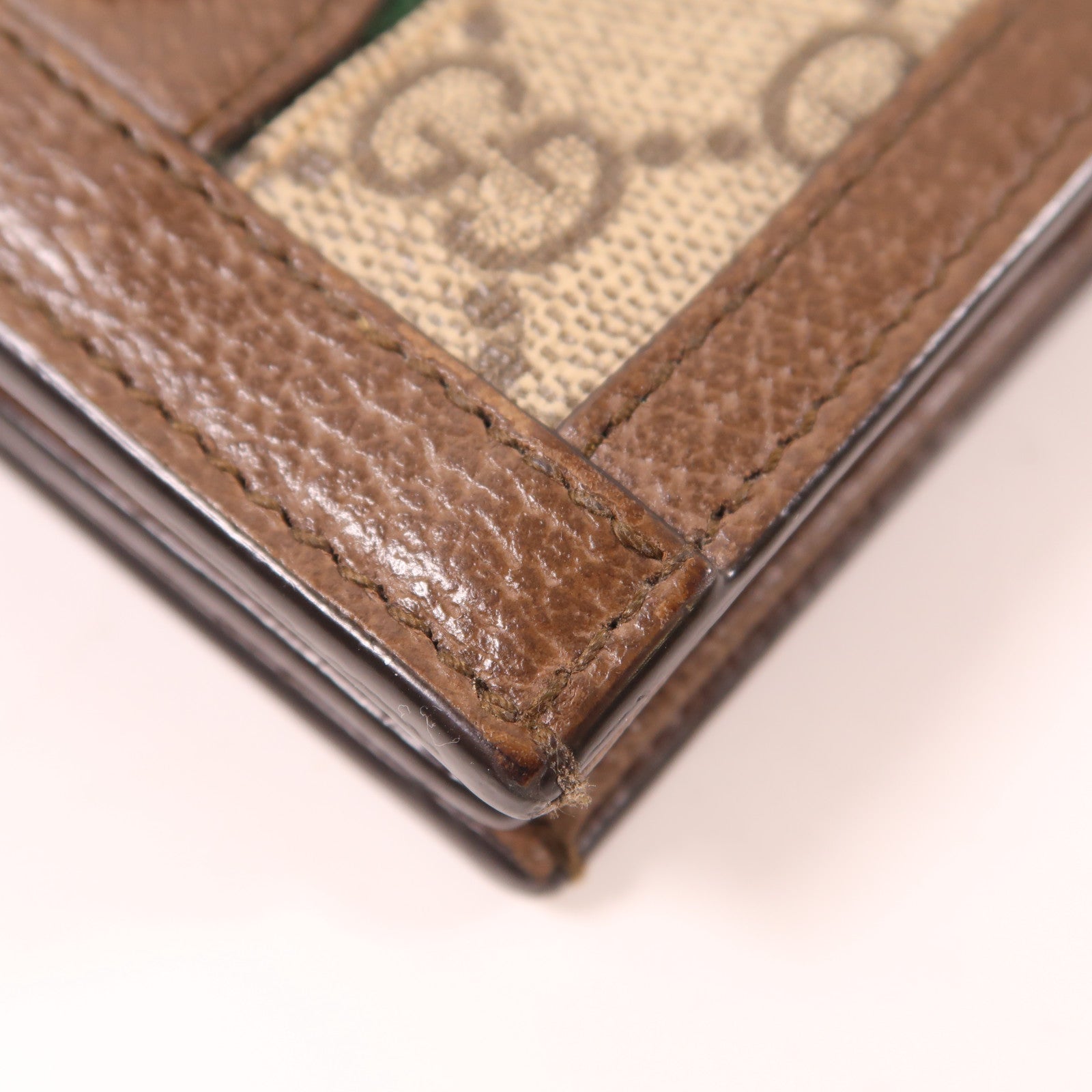 GUCCI 塗層帆布/皮革Ophidia Card Case金扣卡片套棕色