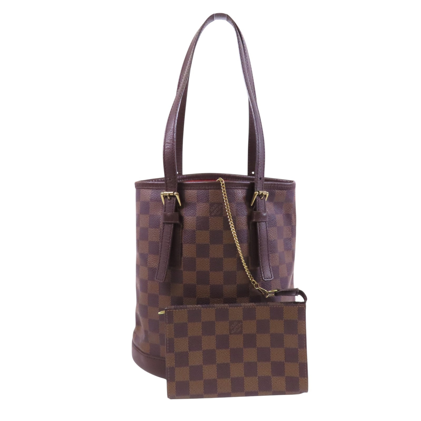 LOUIS VUITTON Damier Ebene Marais金扣肩背袋