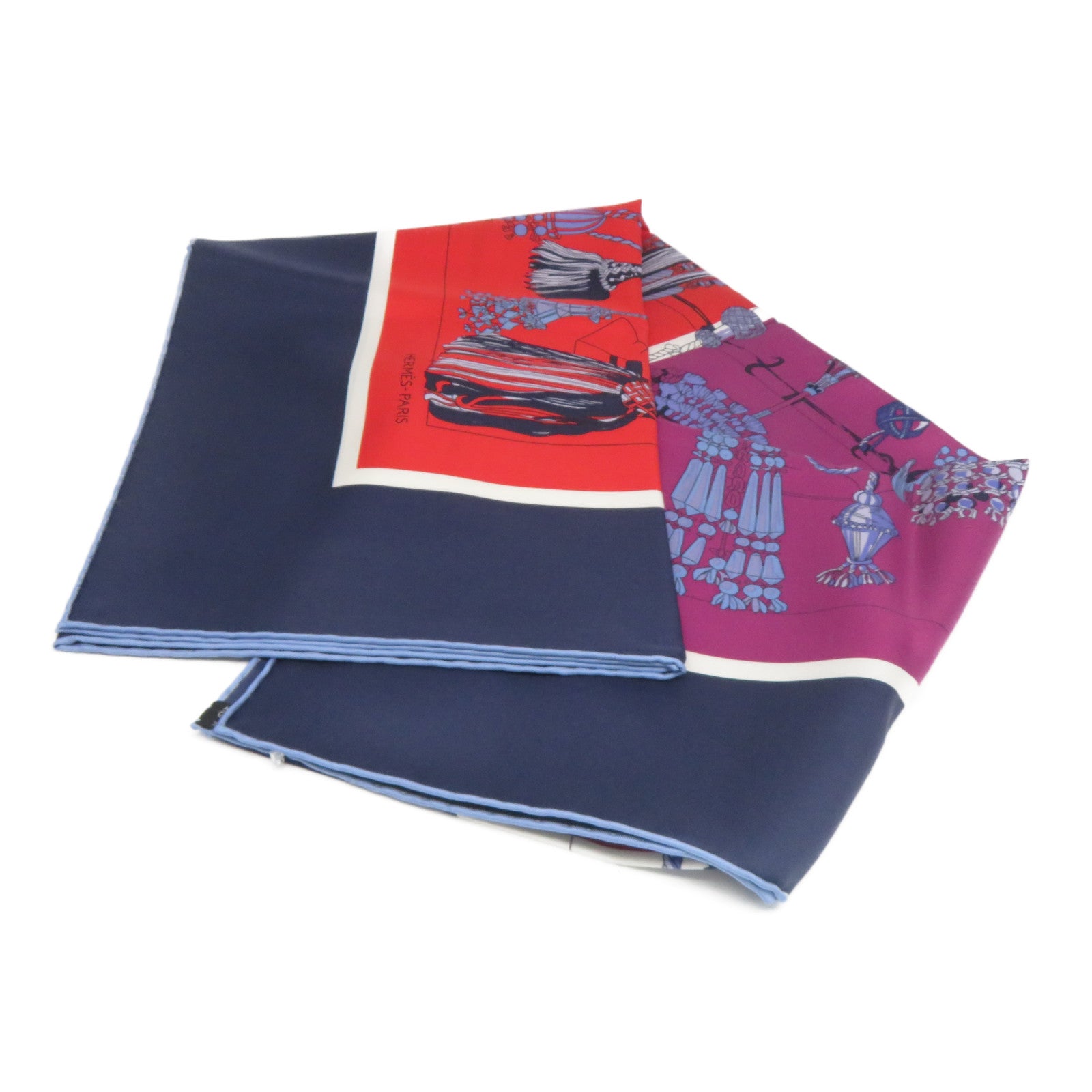 HERMES 【激減優惠】絲質Scarf絲巾藍色/紅色
