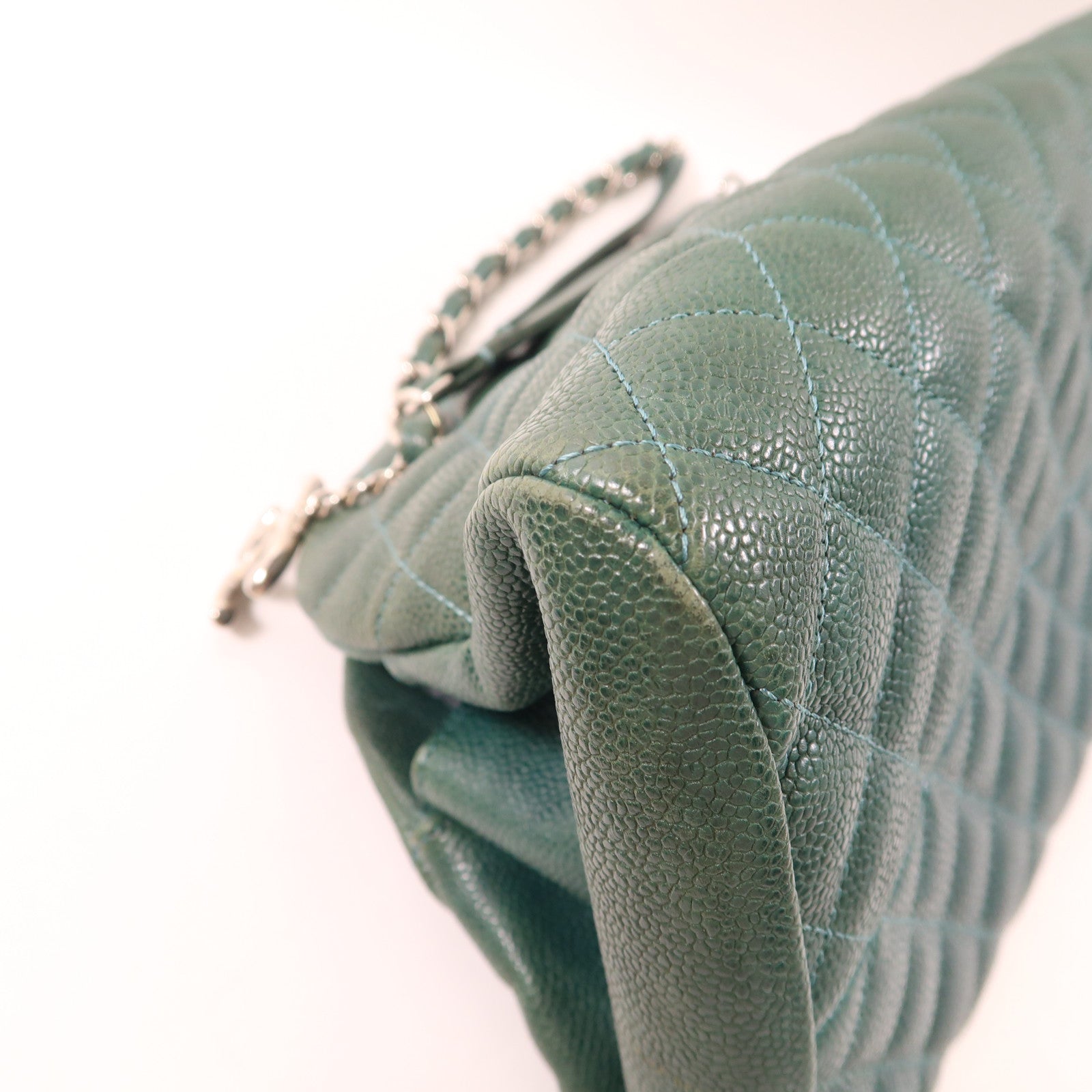 CHANEL 牛皮皮革Chain Shoulder銀扣鏈帶肩背袋