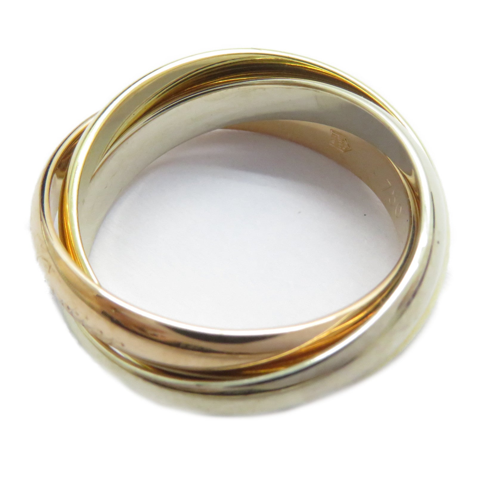 CARTIER 18K黃金/白金/玫瑰金Trinity戒指US#7.5/Cartier#56