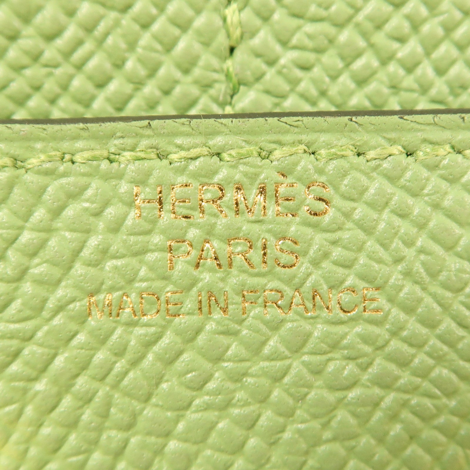 HERMES Epsom皮革Constance Slim金扣錢包Vert Criquet