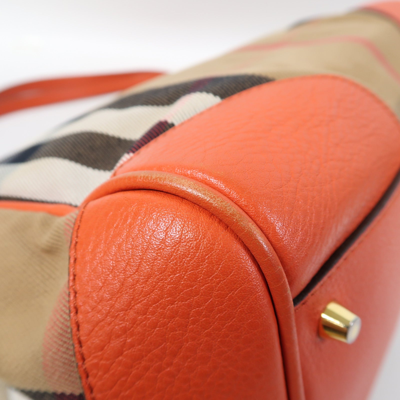 BURBERRY 帆布Shoulder Bag金扣肩背袋橙色/啡色