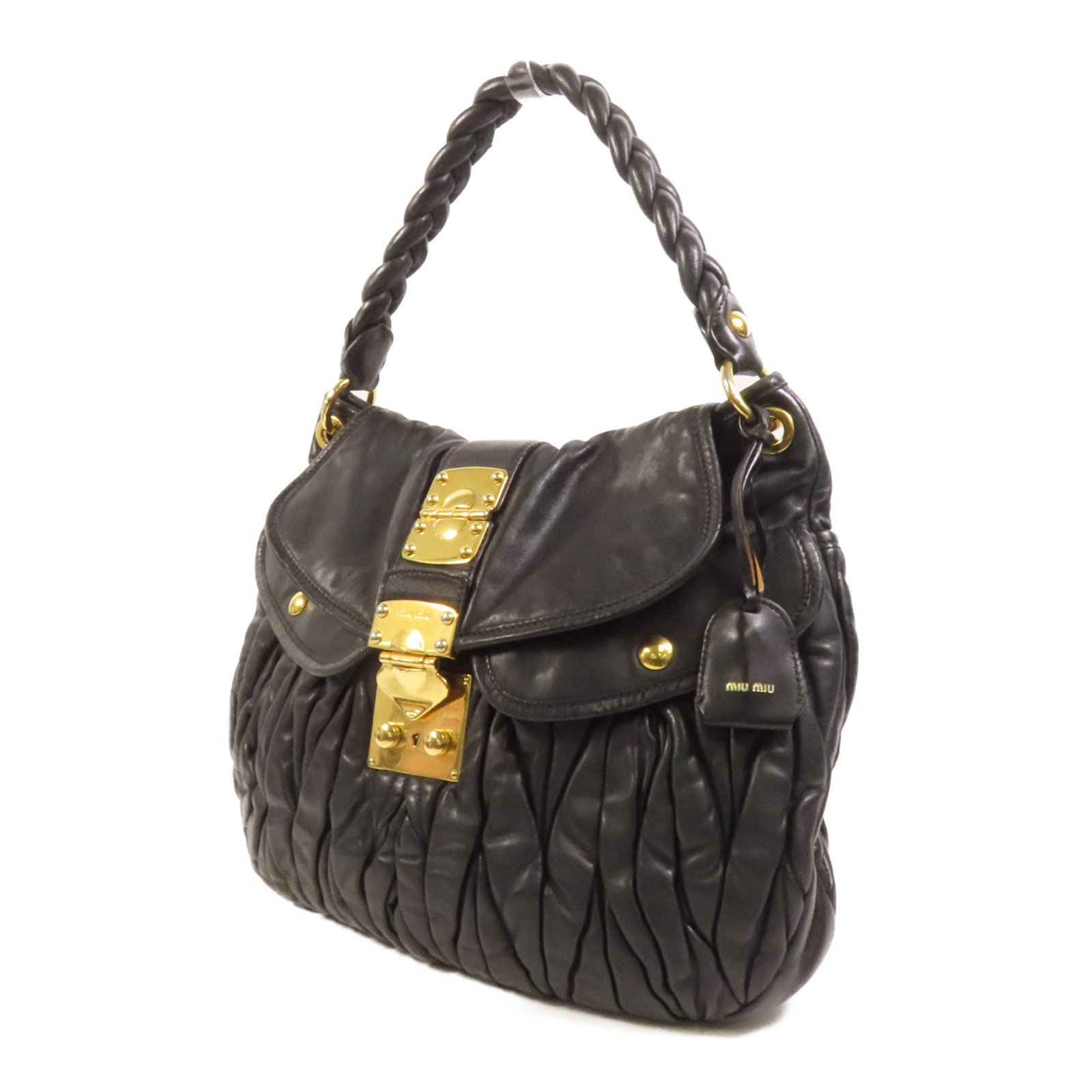 Miu Miu 羊皮皮革2 Way Shoulder金扣手挽肩背兩用袋