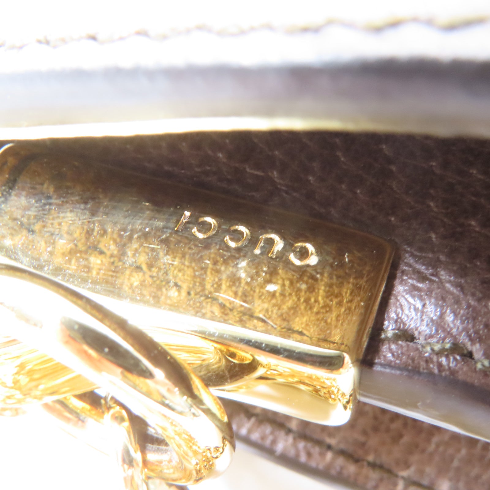 GUCCI 【激減優惠】塗層帆布GG Supreme Ophidia金扣鏈帶肩背袋啡色