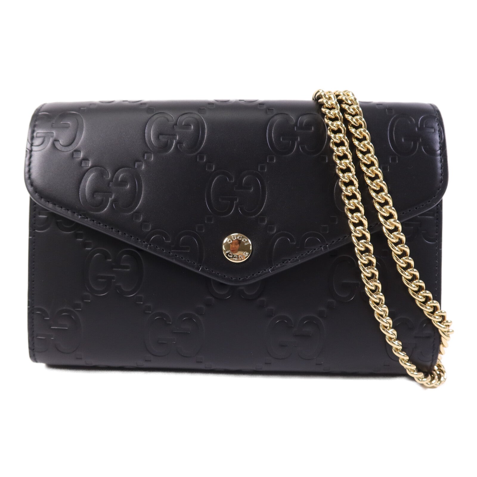 GUCCI 【激減優惠】牛皮皮革GG Chain Wallet金扣鏈帶肩背袋