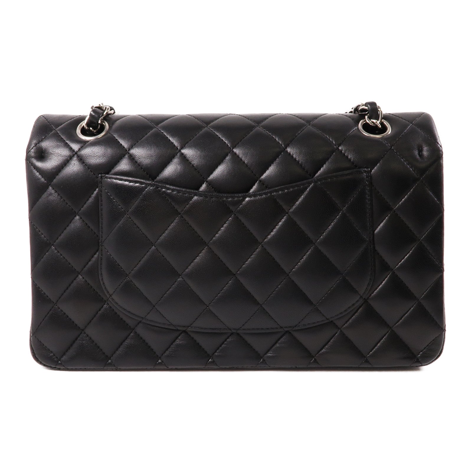 CHANEL 羊皮皮革Classic 25銀扣鏈帶肩背袋黑色