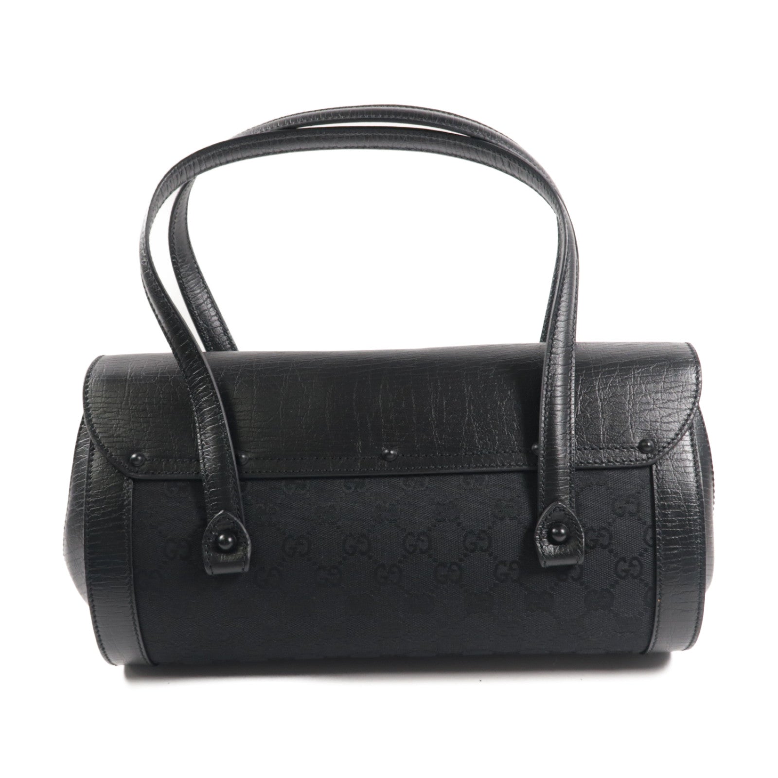 GUCCI 帆布Bamboo Bullet黑扣肩背袋黑色