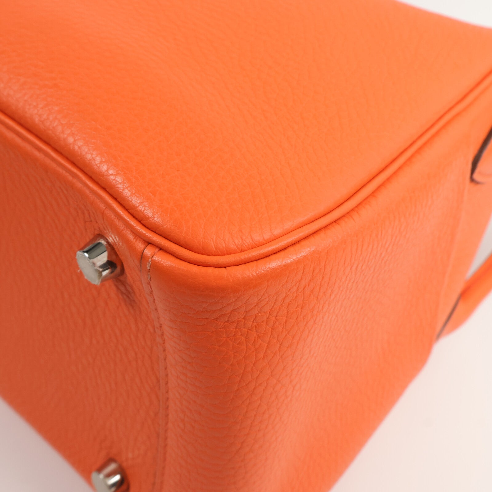 HERMES Clemence皮革Lindy 26手挽肩背兩用袋Orange Poppy/Bordeau