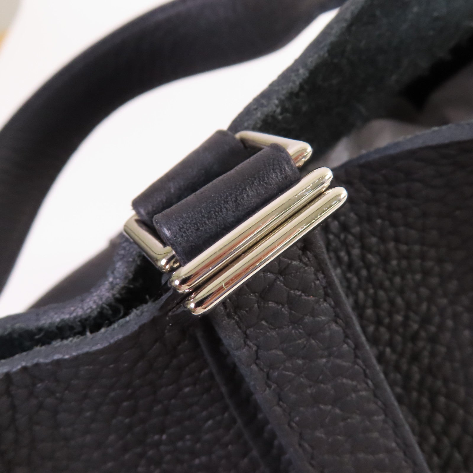 HERMES Clemence皮革Picotin PM Tote Bag銀扣手挽袋黑色