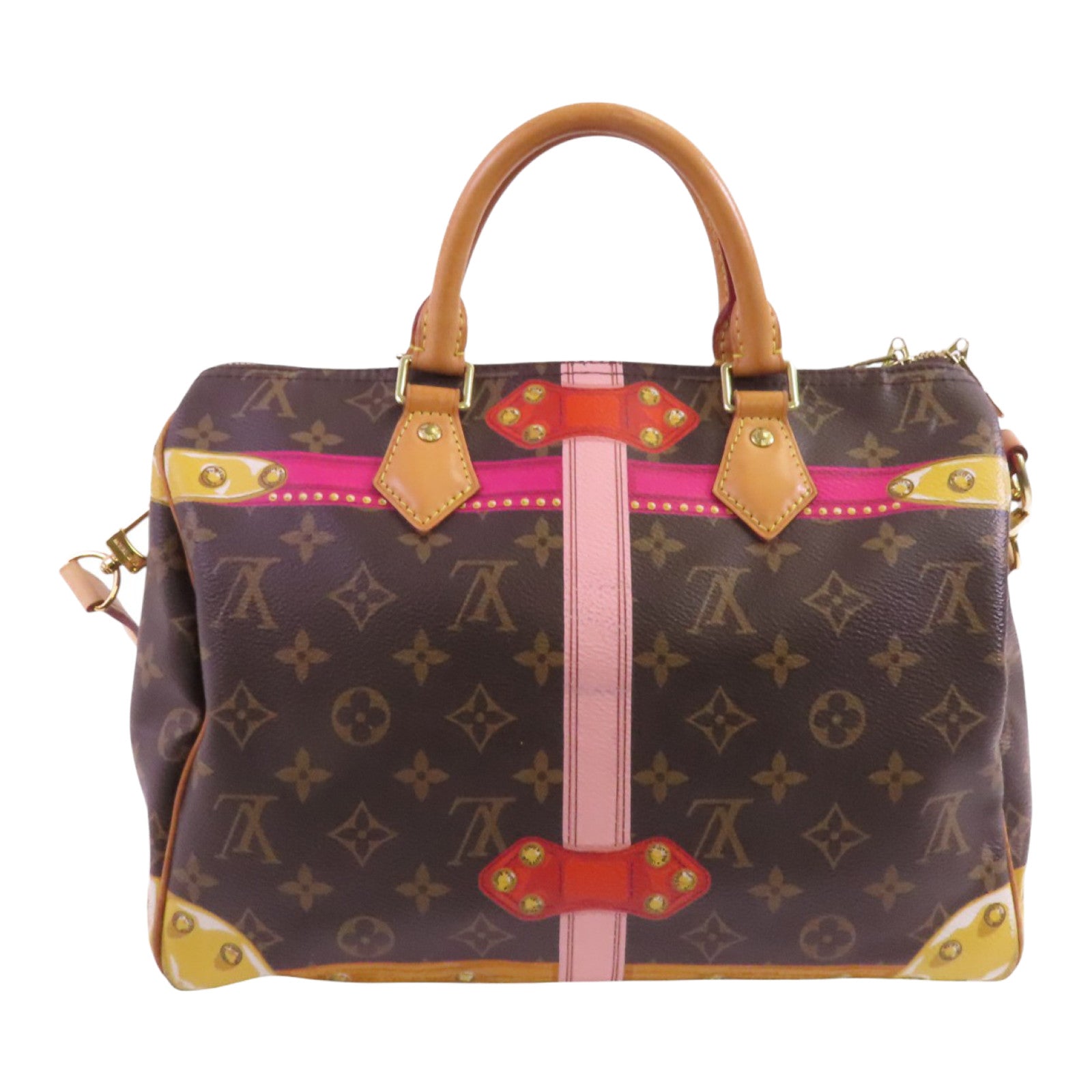 LOUIS VUITTON Monogram Speedy Bandouliere 30 Summer Trunk金扣手挽肩背兩用袋