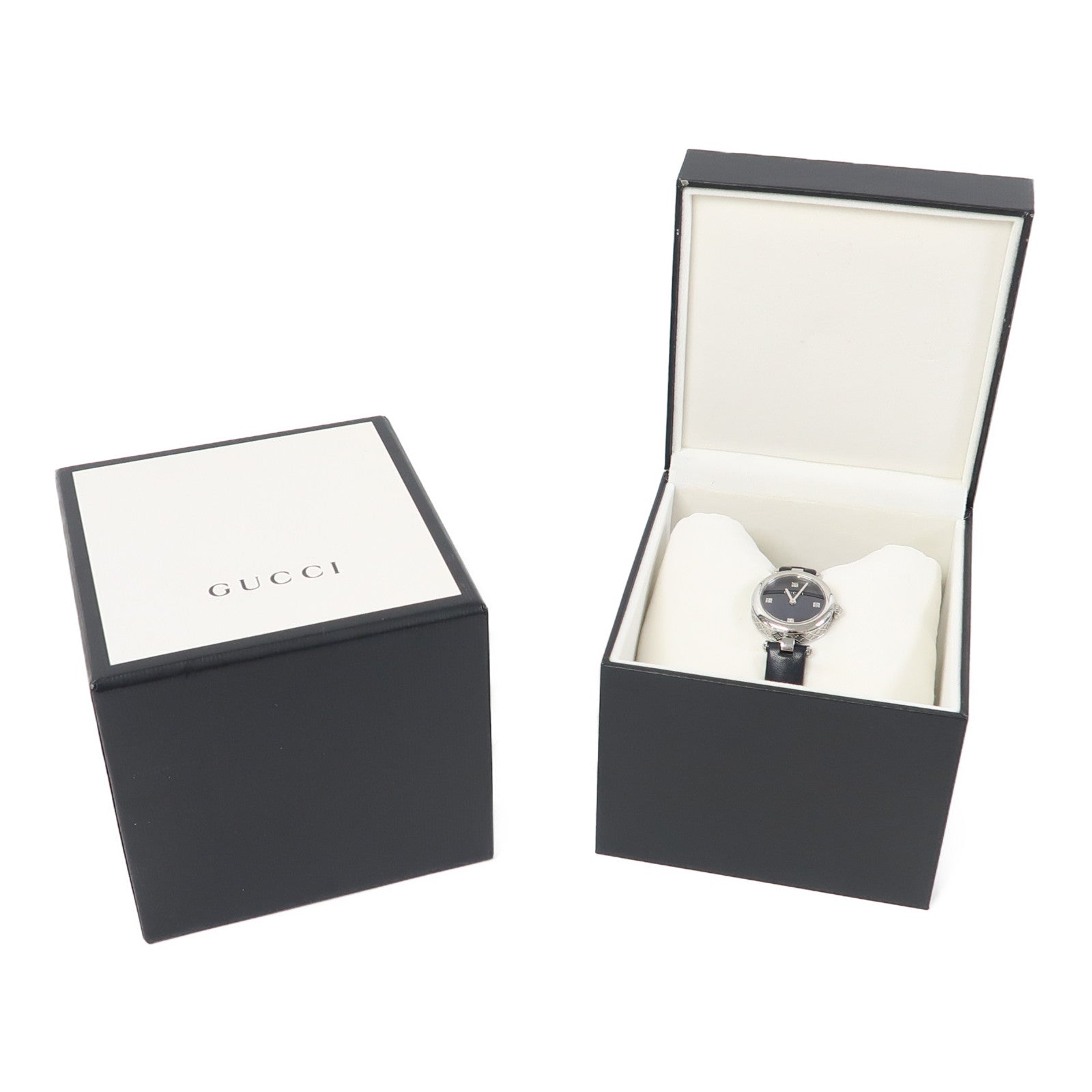GUCCI Diamantissima Watch不鏽鋼手錶石英機芯黑色