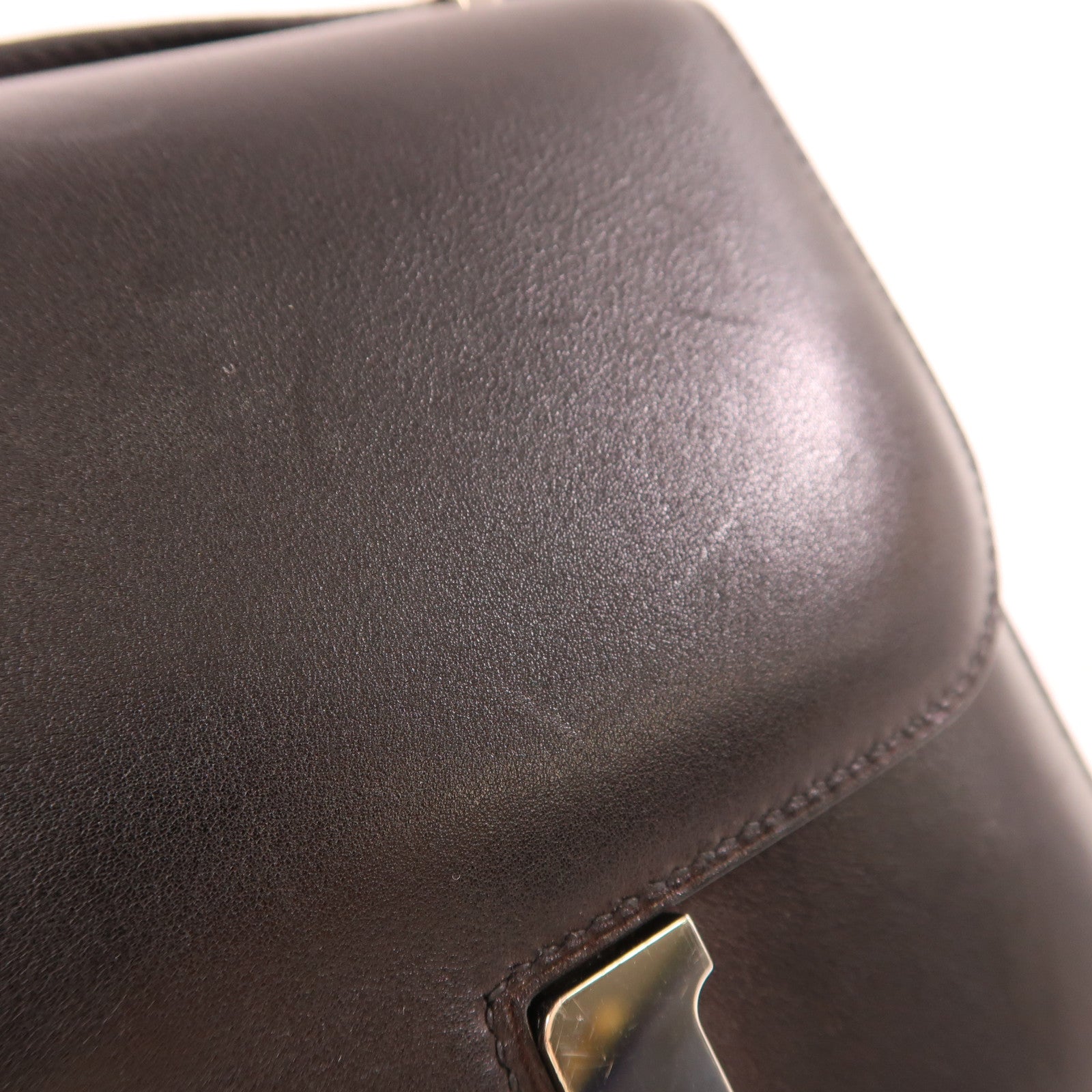 HERMES Evercalf皮革Constance Mini銀扣肩背袋Noir黑色