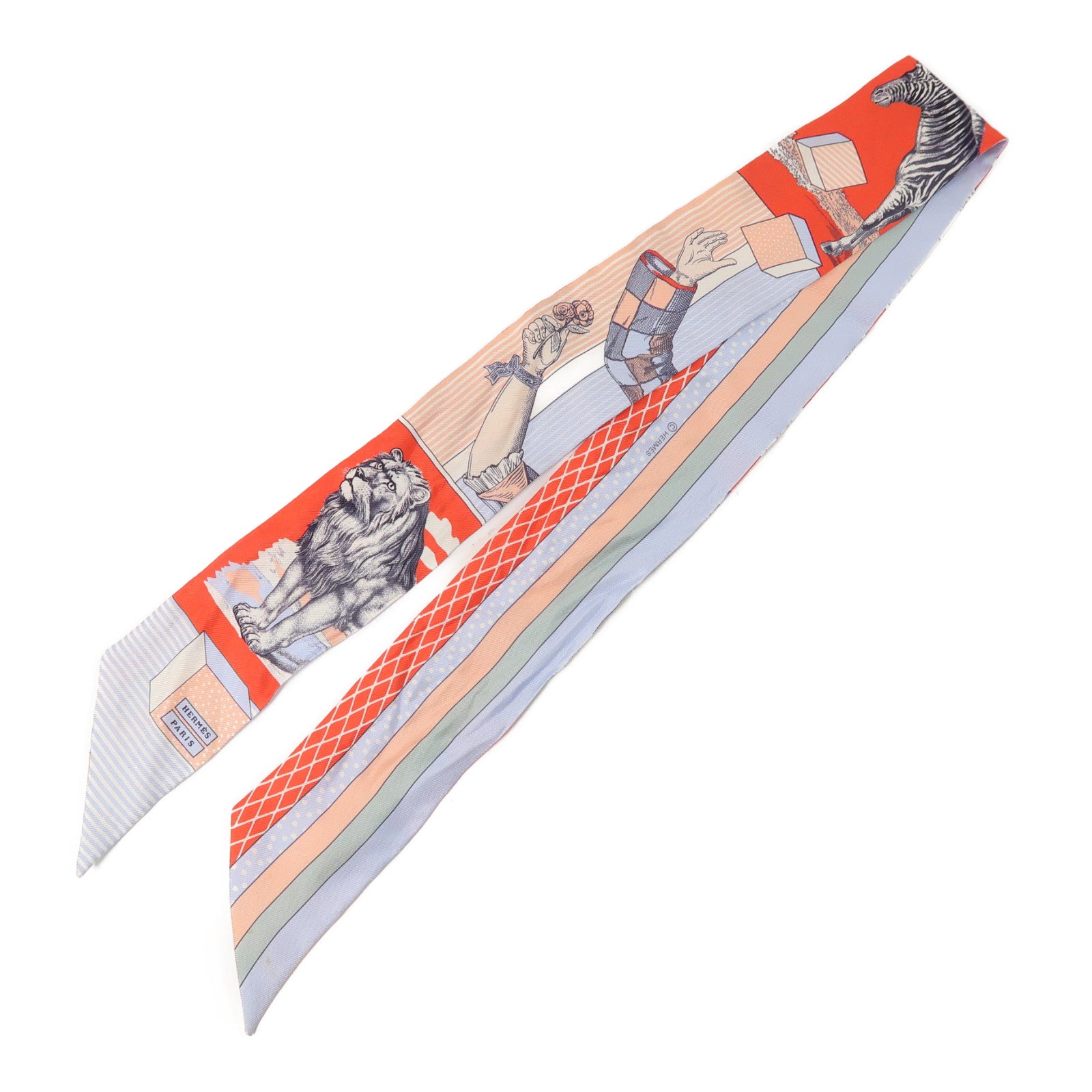 HERMES 絲質Scarf絲巾紅色/粉紅色