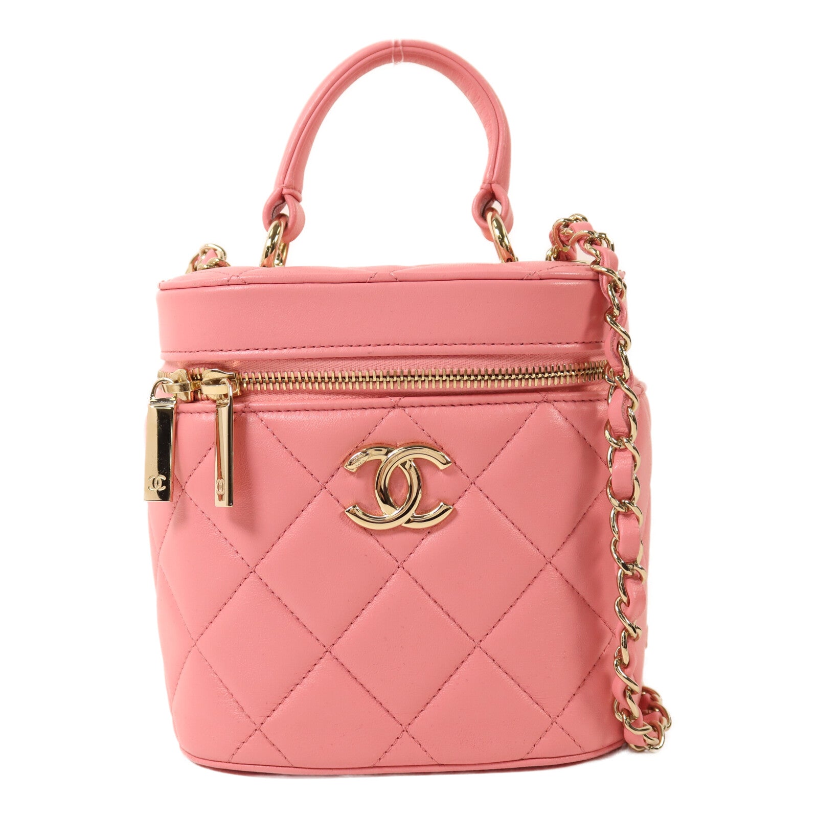 CHANEL 羊皮皮革Trendy CC Vantiy Case金扣鏈帶手挽肩背兩用袋