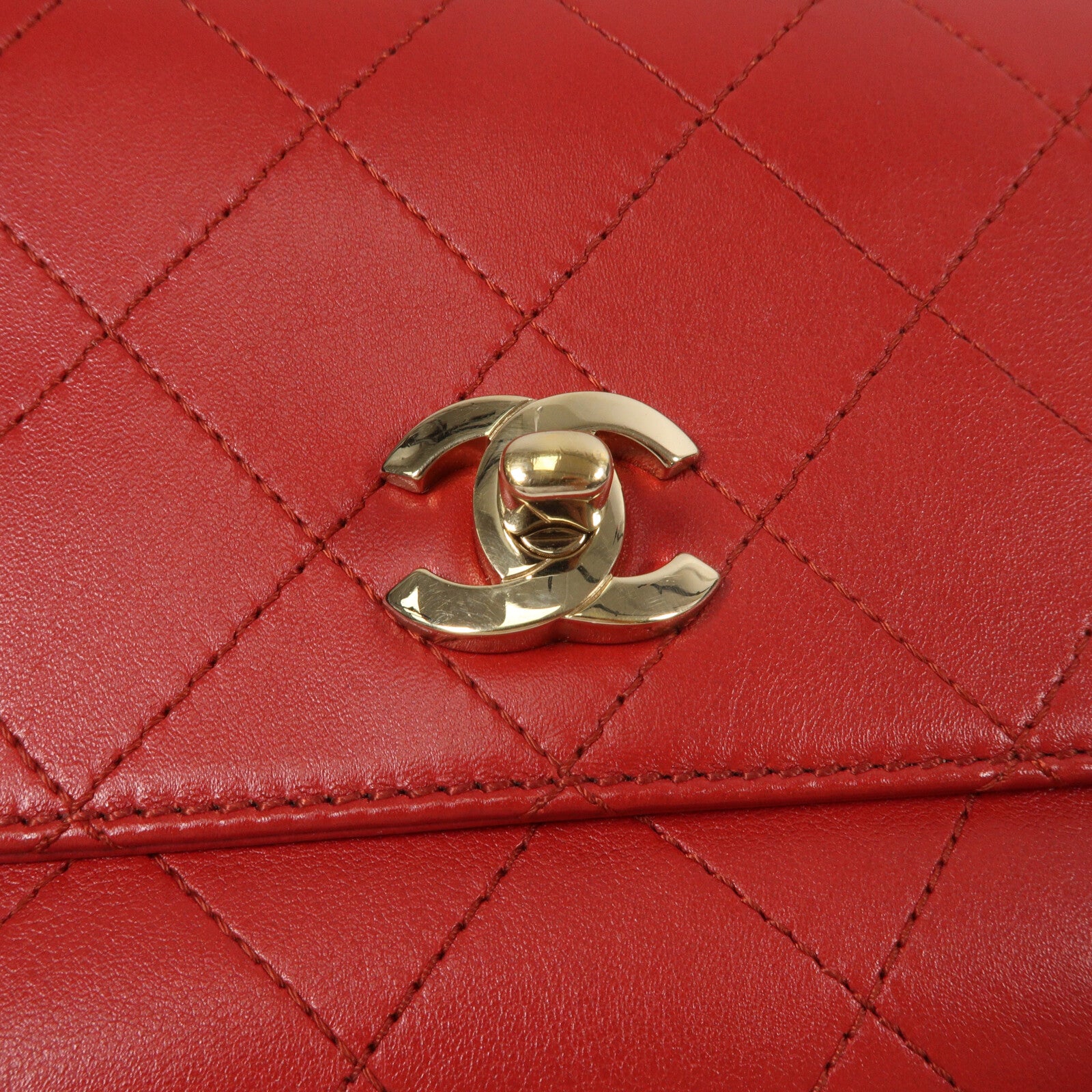 CHANEL 牛皮皮革Double Pocket Top Handle鏈帶手挽肩背兩用袋